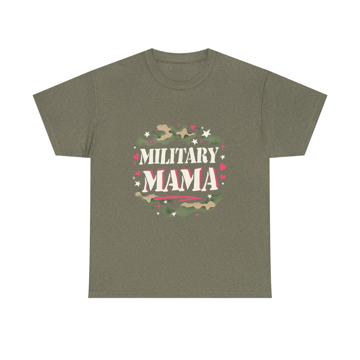 Military Mama Love Unisex Heavy Cotton Tee, Cute Mom Shirt, Mother's Day Gift, Casual Fashion Tee, Family Matching Outfit