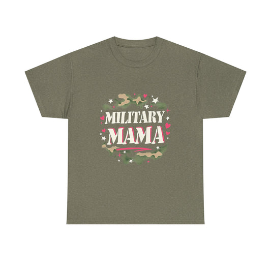 Military Mama Love Unisex Heavy Cotton Tee, Cute Mom Shirt, Mother's Day Gift, Casual Fashion Tee, Family Matching Outfit