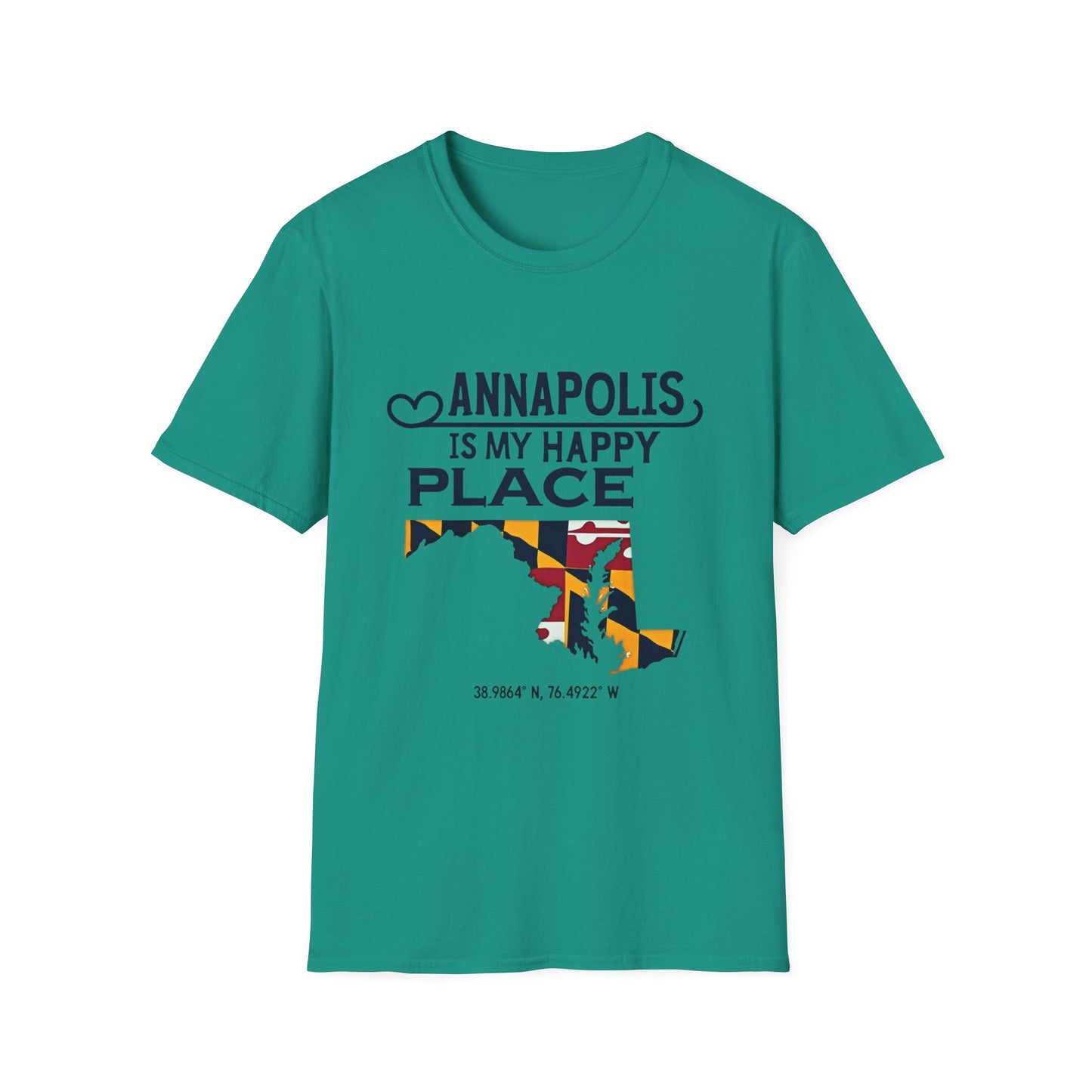 Annapolis Happy Place T-Shirt, Unisex Softstyle Tee, Gift for Locals, Travel Souvenir, Casual Wear, Summer Outfit, Maryland Pride