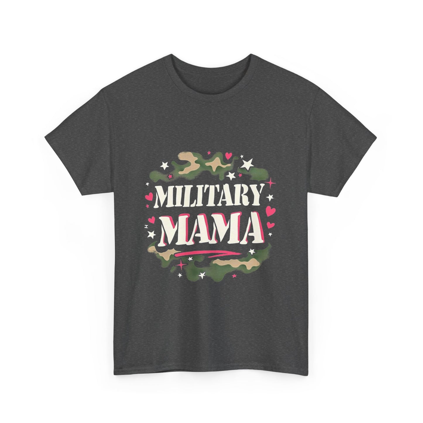 Military Mama Love Unisex Heavy Cotton Tee, Cute Mom Shirt, Mother's Day Gift, Casual Fashion Tee, Family Matching Outfit