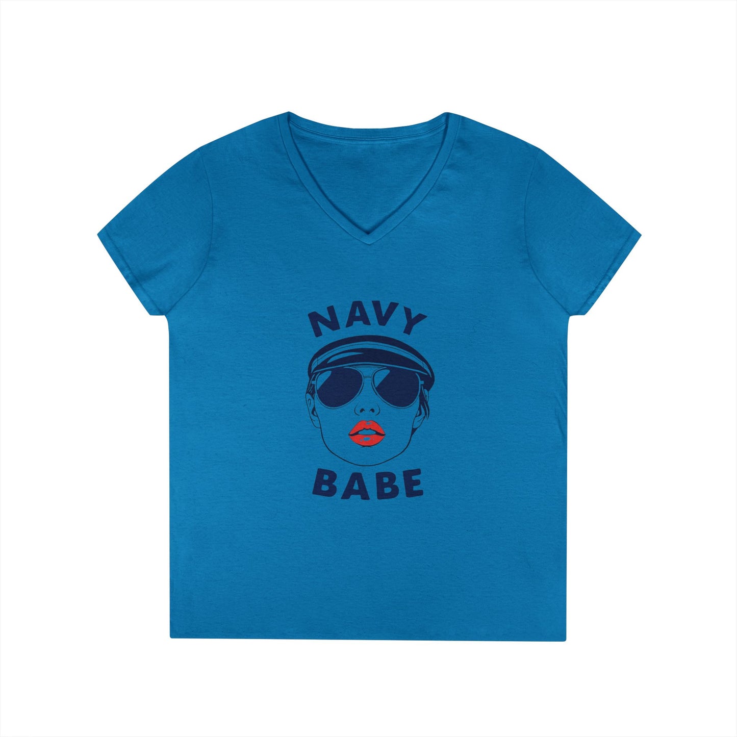 Navy Babe V-Neck T-Shirt | Nautical Style Tee, Summer Fashion, Gift for Sailors, Beach Vibe Top, Casual Outfit