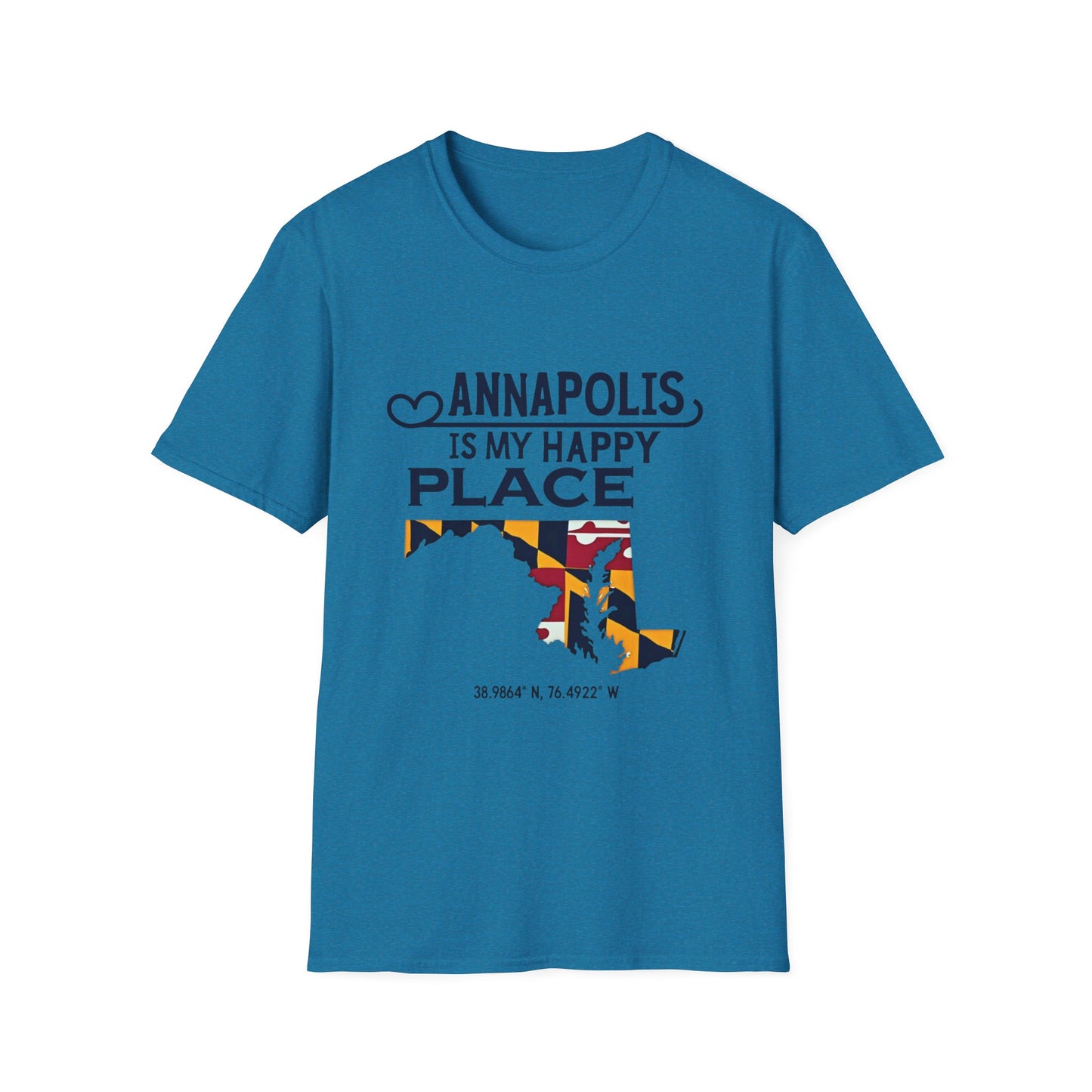 Annapolis Happy Place T-Shirt, Unisex Softstyle Tee, Gift for Locals, Travel Souvenir, Casual Wear, Summer Outfit, Maryland Pride