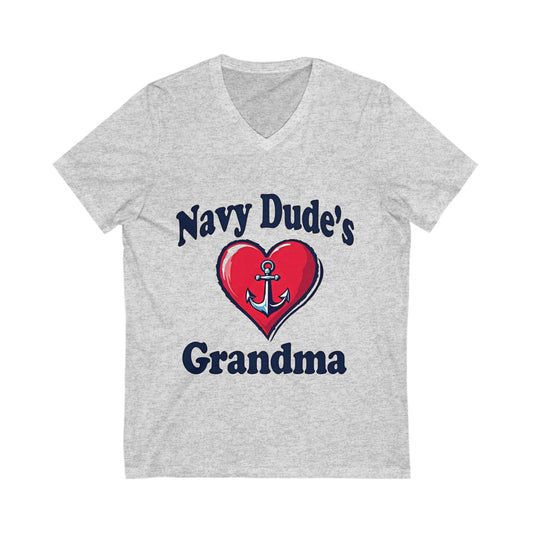 Navy Grandma Love V-Neck Tee, Family Pride Shirt, Navy Mom Gift, Military Family Apparel, Support Your Sailor Tee, Customized Navy T-Shirt
