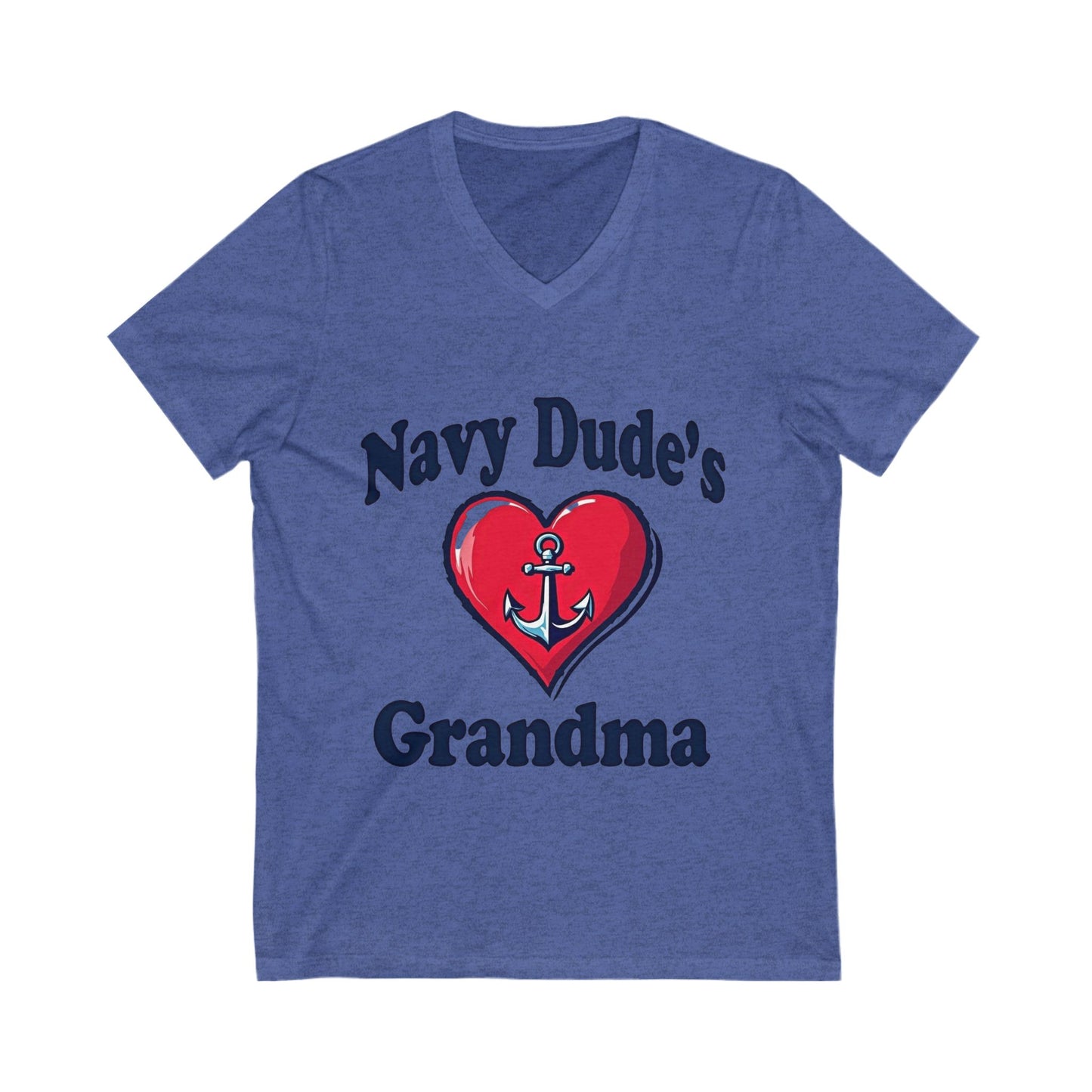 Navy Grandma Love V-Neck Tee, Family Pride Shirt, Navy Mom Gift, Military Family Apparel, Support Your Sailor Tee, Customized Navy T-Shirt