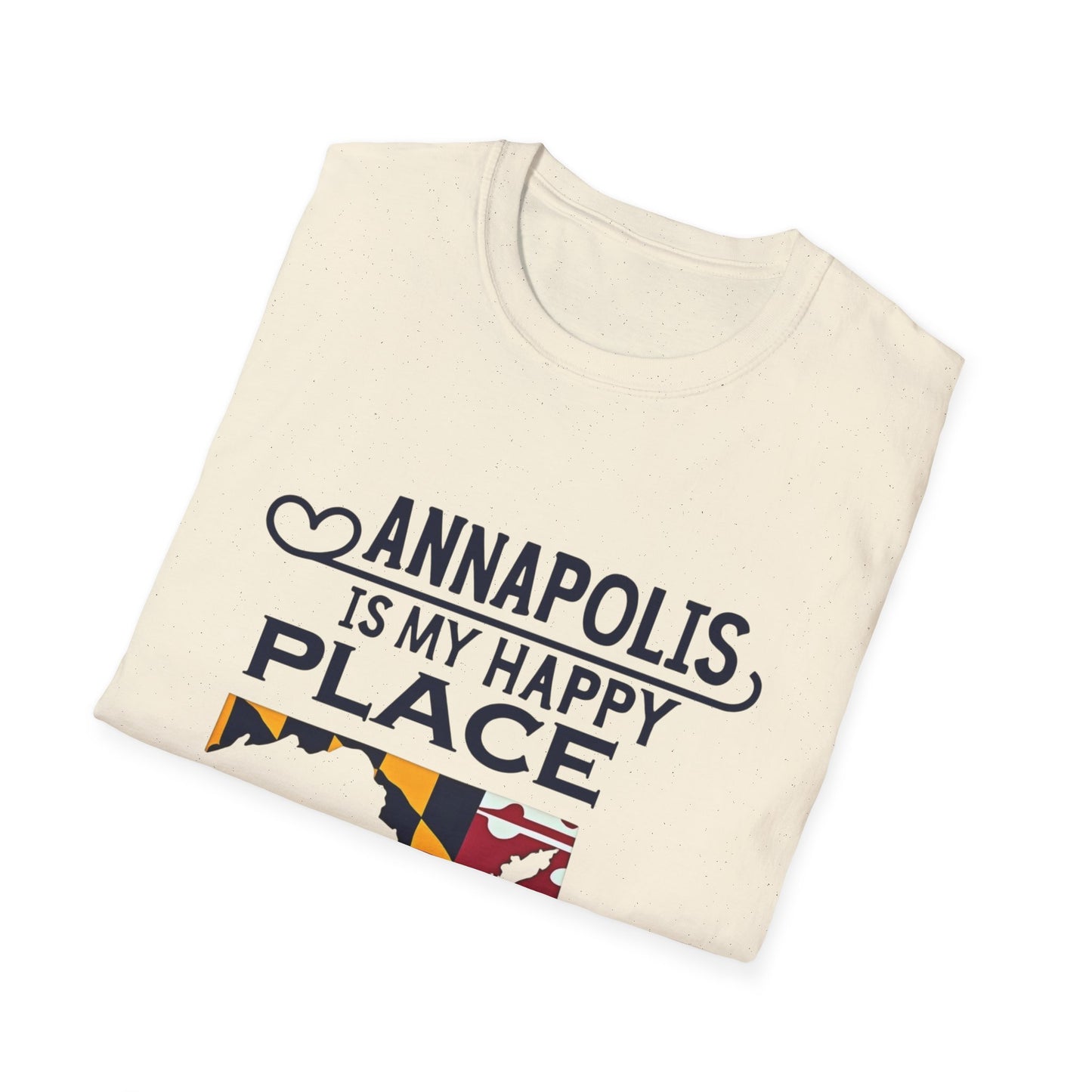 Annapolis Happy Place T-Shirt, Unisex Softstyle Tee, Gift for Locals, Travel Souvenir, Casual Wear, Summer Outfit, Maryland Pride