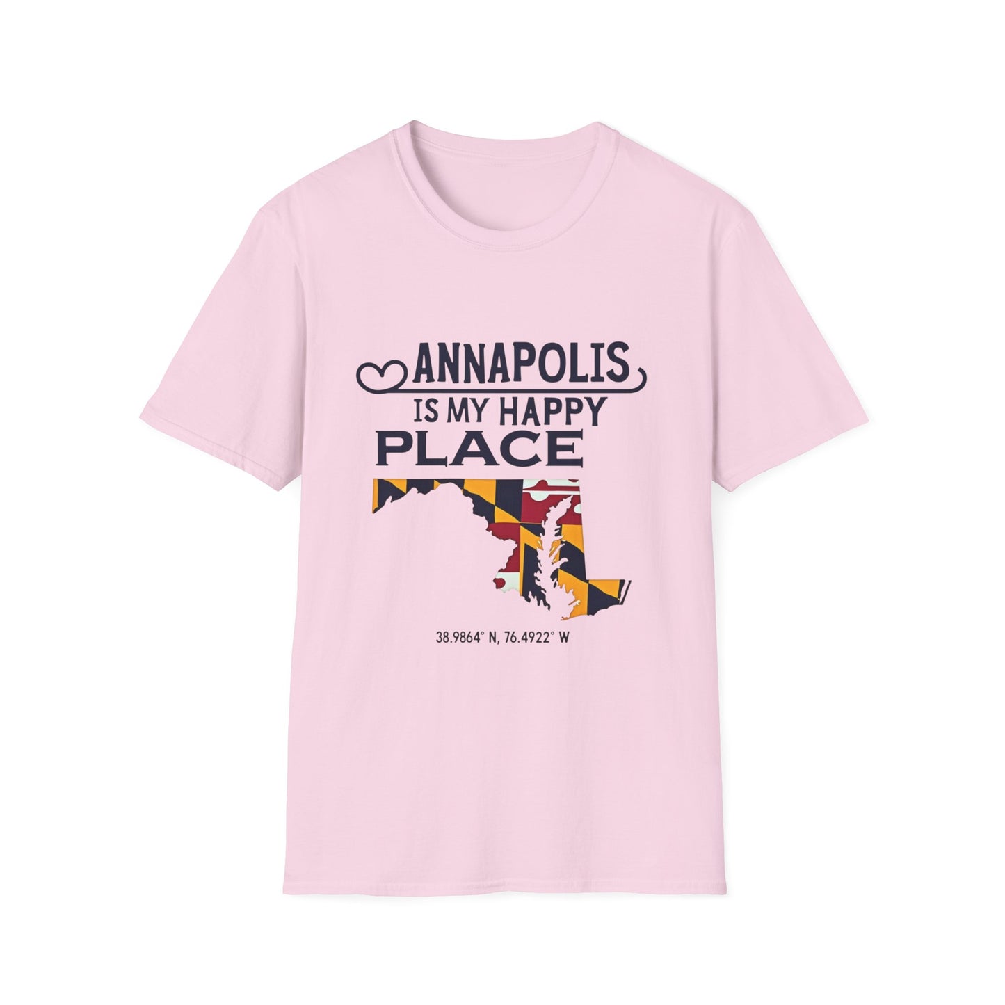 Annapolis Happy Place T-Shirt, Unisex Softstyle Tee, Gift for Locals, Travel Souvenir, Casual Wear, Summer Outfit, Maryland Pride