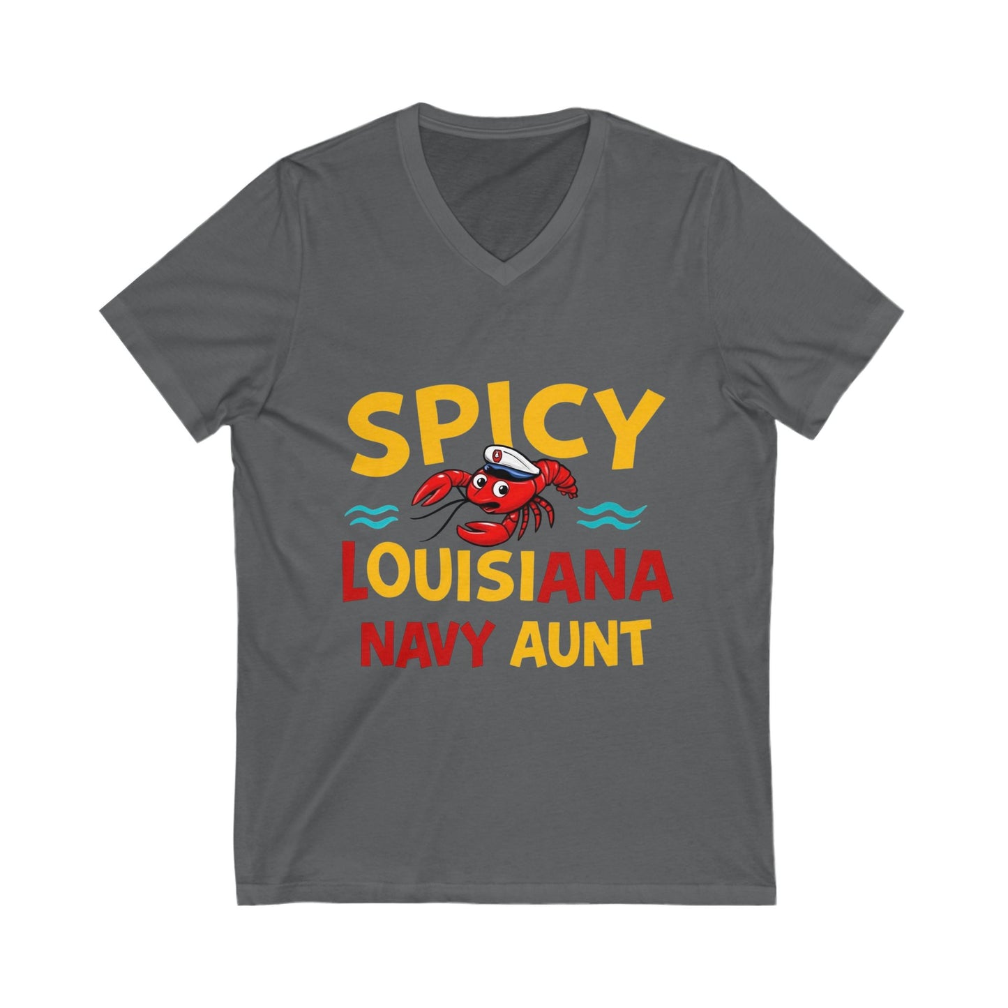 Spicy Louisiana Navy Aunt Tee - Perfect Gift for Navy Families, Summer BBQs, or Family Reunions, Casual Style, Unisex V-Neck Shirt