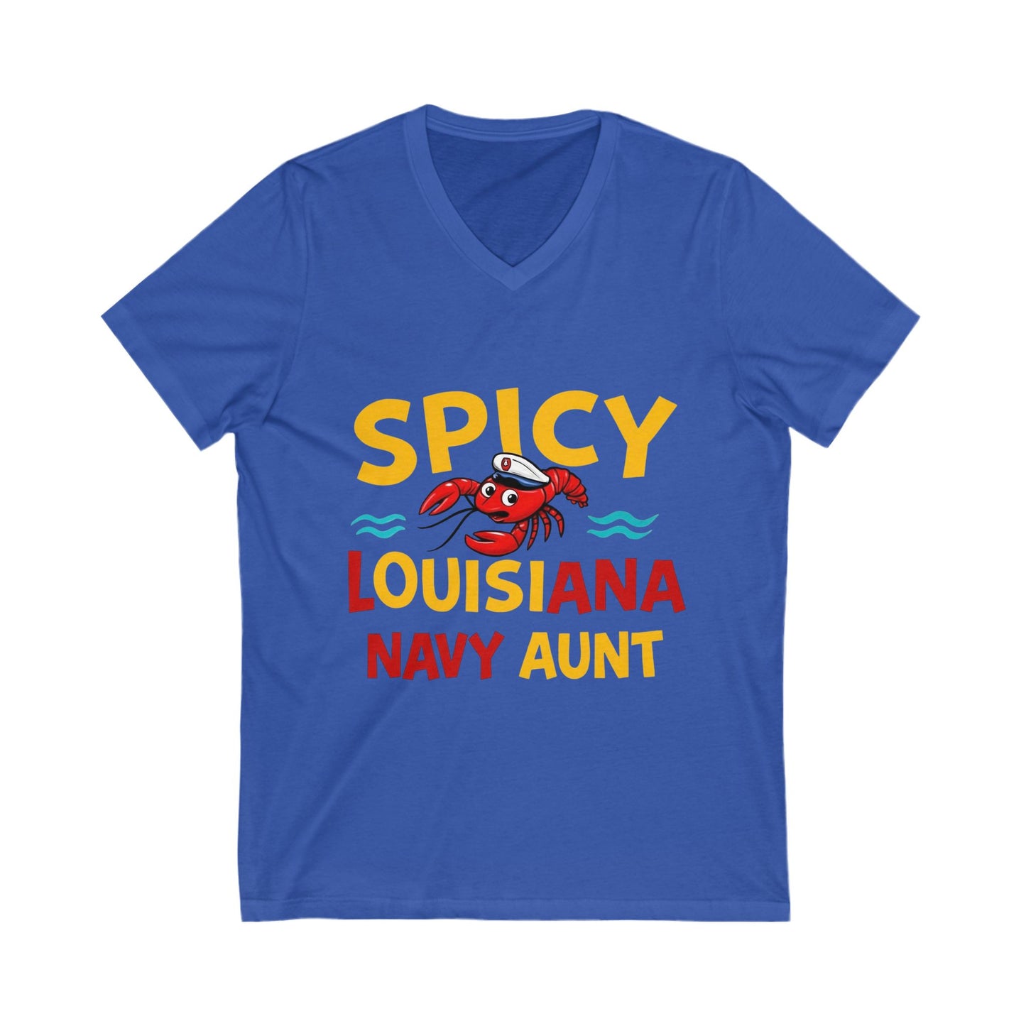 Spicy Louisiana Navy Aunt Tee - Perfect Gift for Navy Families, Summer BBQs, or Family Reunions, Casual Style, Unisex V-Neck Shirt
