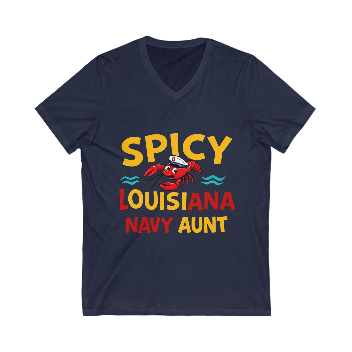 Spicy Louisiana Navy Aunt Tee - Perfect Gift for Navy Families, Summer BBQs, or Family Reunions, Casual Style, Unisex V-Neck Shirt