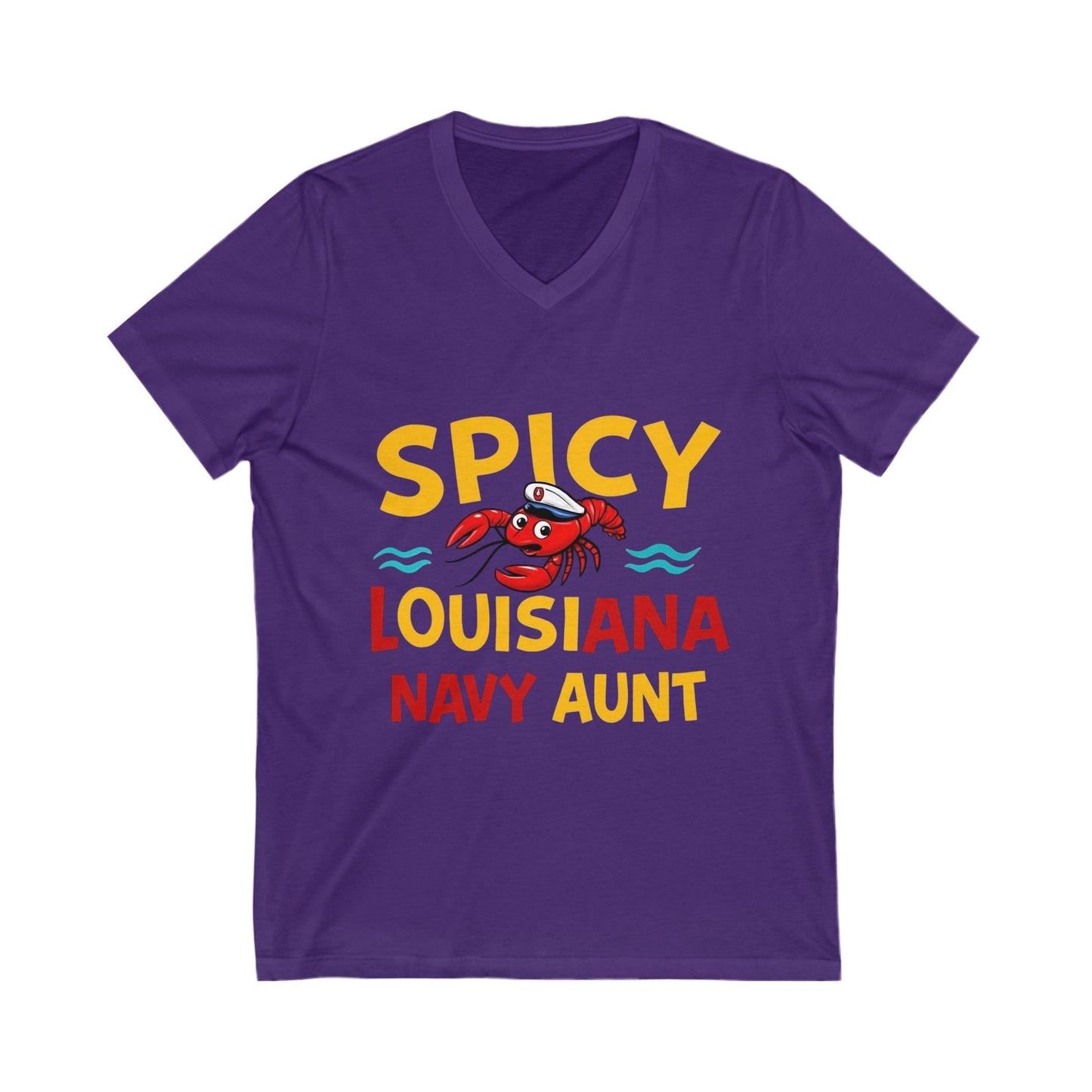 Spicy Louisiana Navy Aunt Tee - Perfect Gift for Navy Families, Summer BBQs, or Family Reunions, Casual Style, Unisex V-Neck Shirt