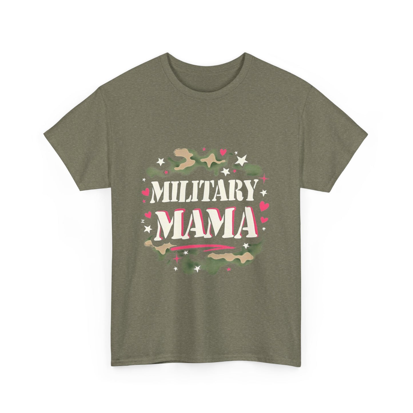 Military Mama Love Unisex Heavy Cotton Tee, Cute Mom Shirt, Mother's Day Gift, Casual Fashion Tee, Family Matching Outfit