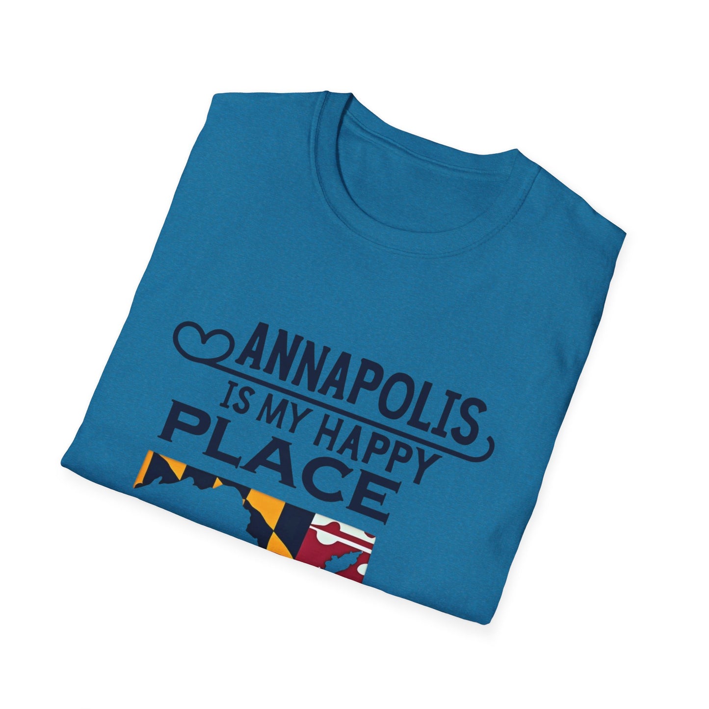 Annapolis Happy Place T-Shirt, Unisex Softstyle Tee, Gift for Locals, Travel Souvenir, Casual Wear, Summer Outfit, Maryland Pride