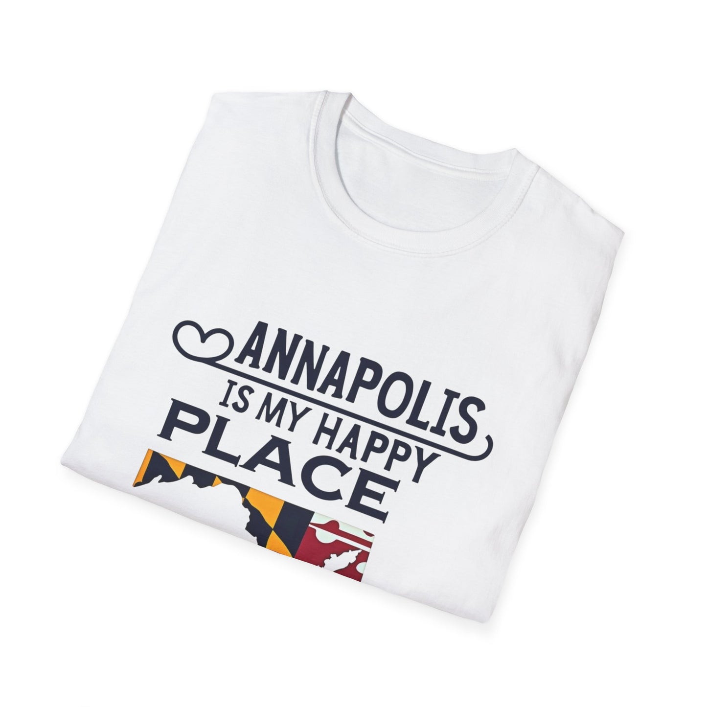 Annapolis Happy Place T-Shirt, Unisex Softstyle Tee, Gift for Locals, Travel Souvenir, Casual Wear, Summer Outfit, Maryland Pride