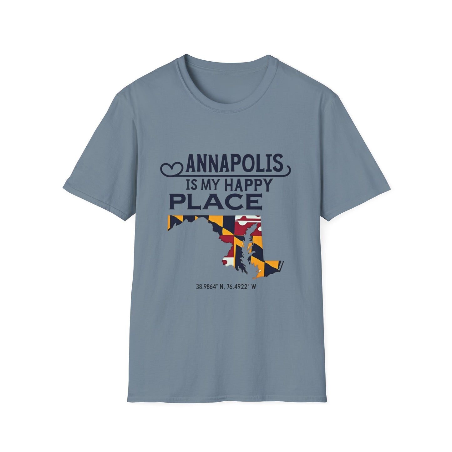 Annapolis Happy Place T-Shirt, Unisex Softstyle Tee, Gift for Locals, Travel Souvenir, Casual Wear, Summer Outfit, Maryland Pride