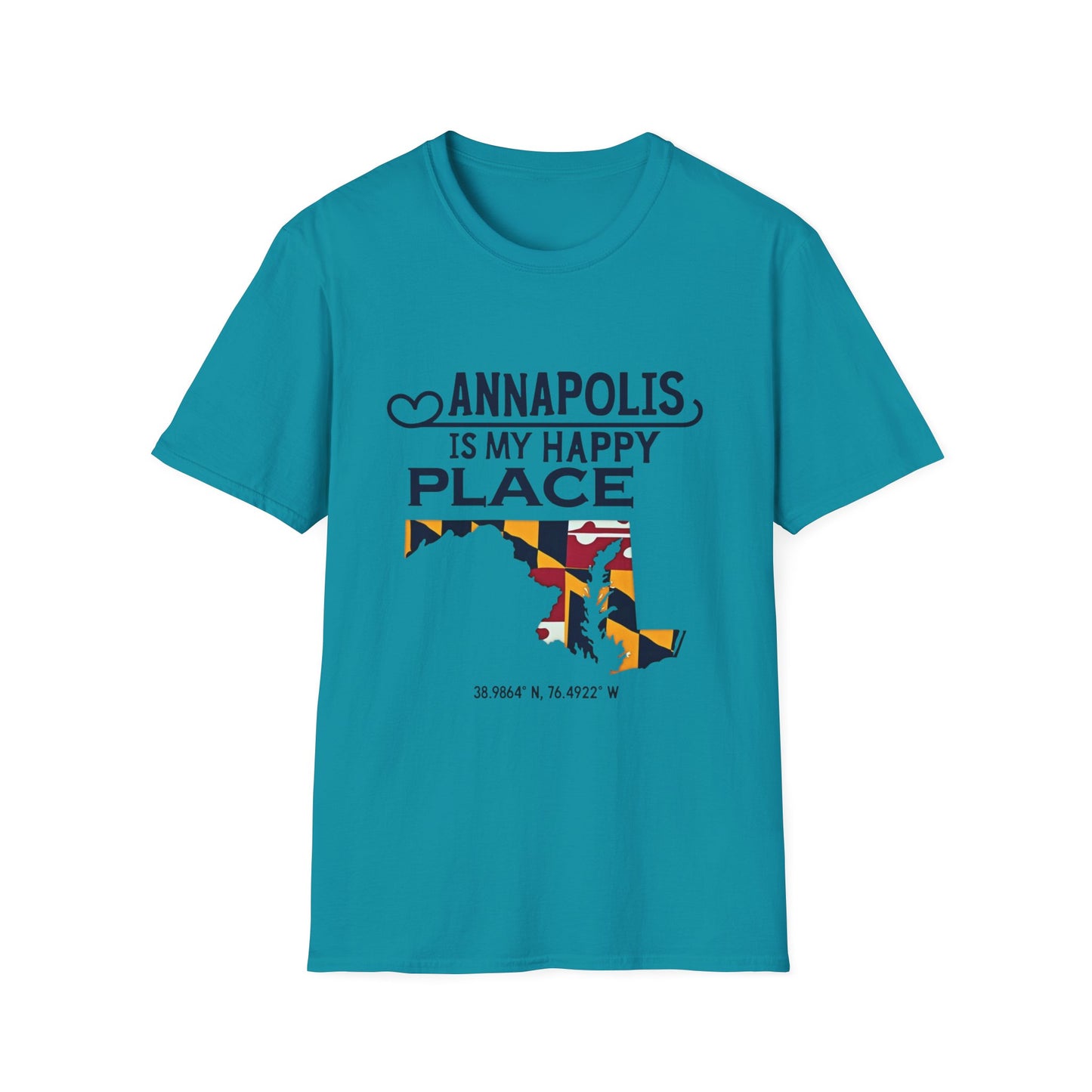 Annapolis Happy Place T-Shirt, Unisex Softstyle Tee, Gift for Locals, Travel Souvenir, Casual Wear, Summer Outfit, Maryland Pride