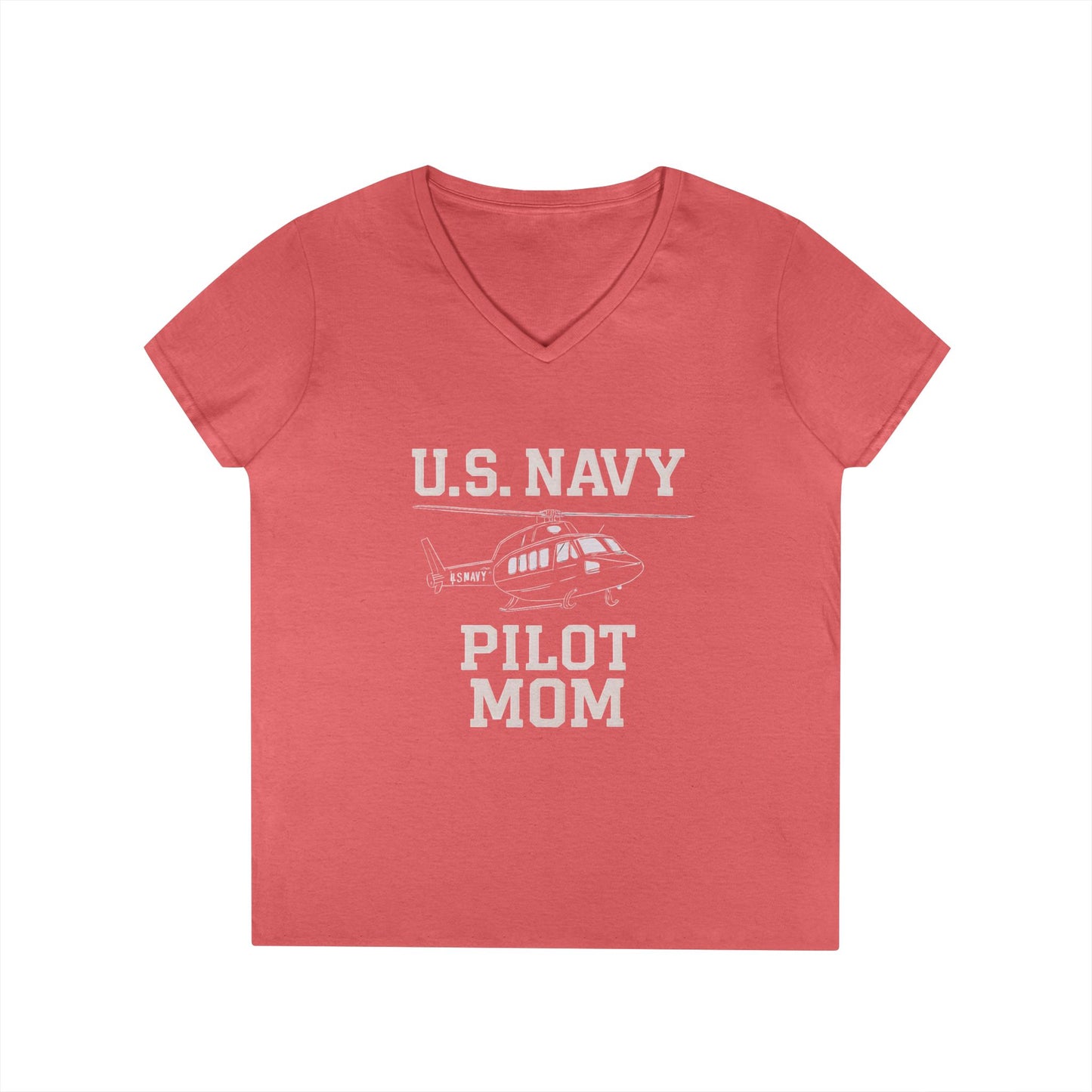 U.S. Navy Pilot Mom V-Neck Tee, Military Mom Gift, Air Force Apparel, Proud Navy Family Shirt, Women's Graphic Tee