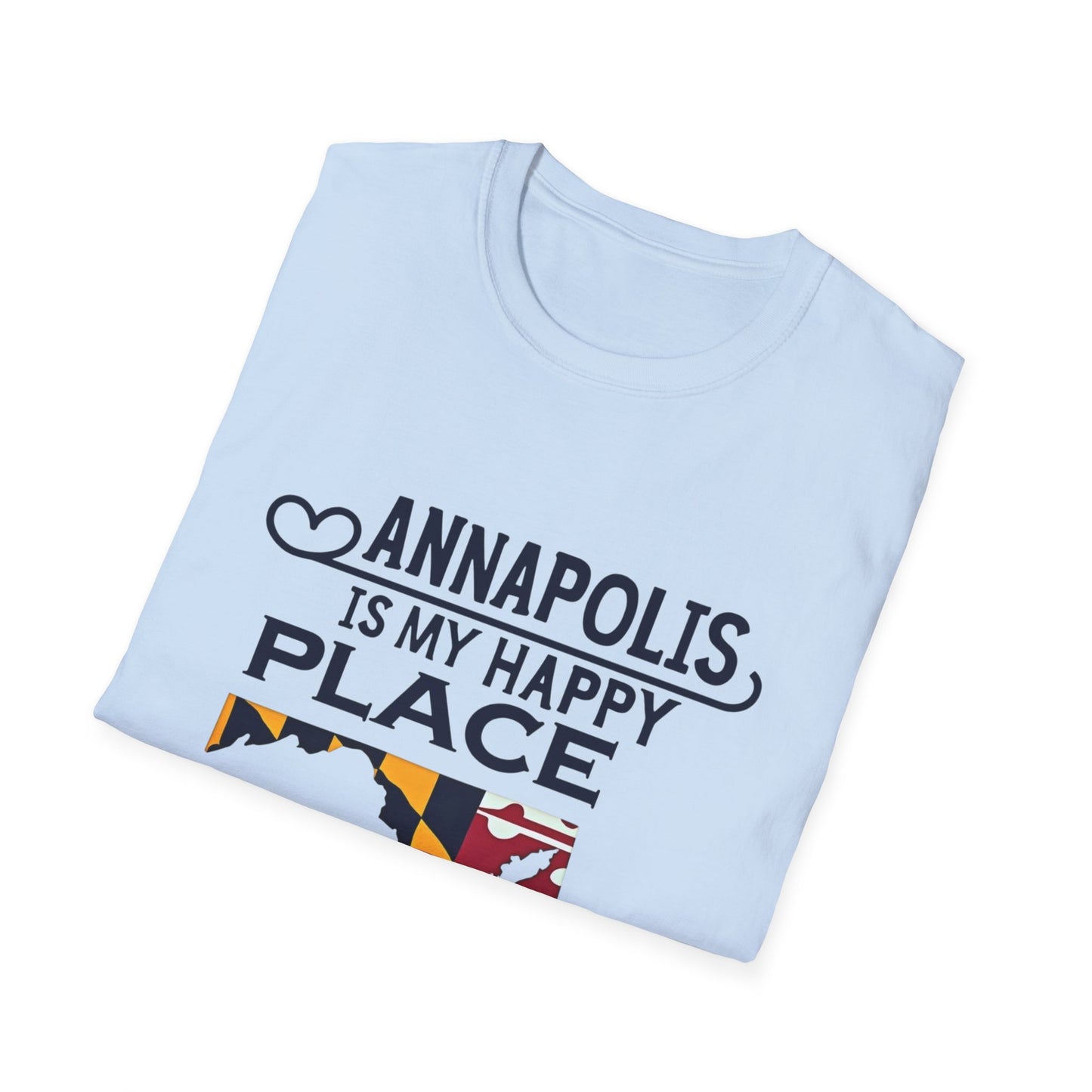 Annapolis Happy Place T-Shirt, Unisex Softstyle Tee, Gift for Locals, Travel Souvenir, Casual Wear, Summer Outfit, Maryland Pride