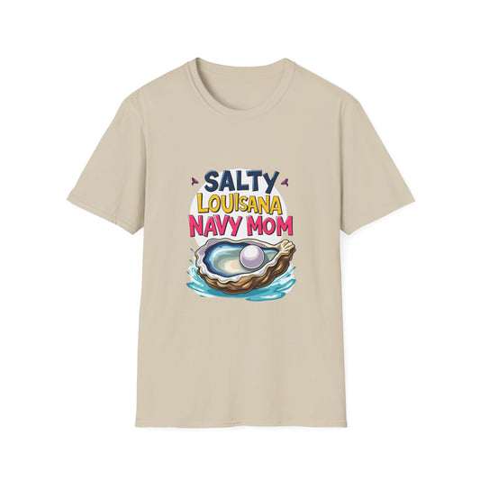 Salty Louisiana Navy Mom T-Shirt | Gift for Navy Families, Love, and Support, Standout Style for Moms