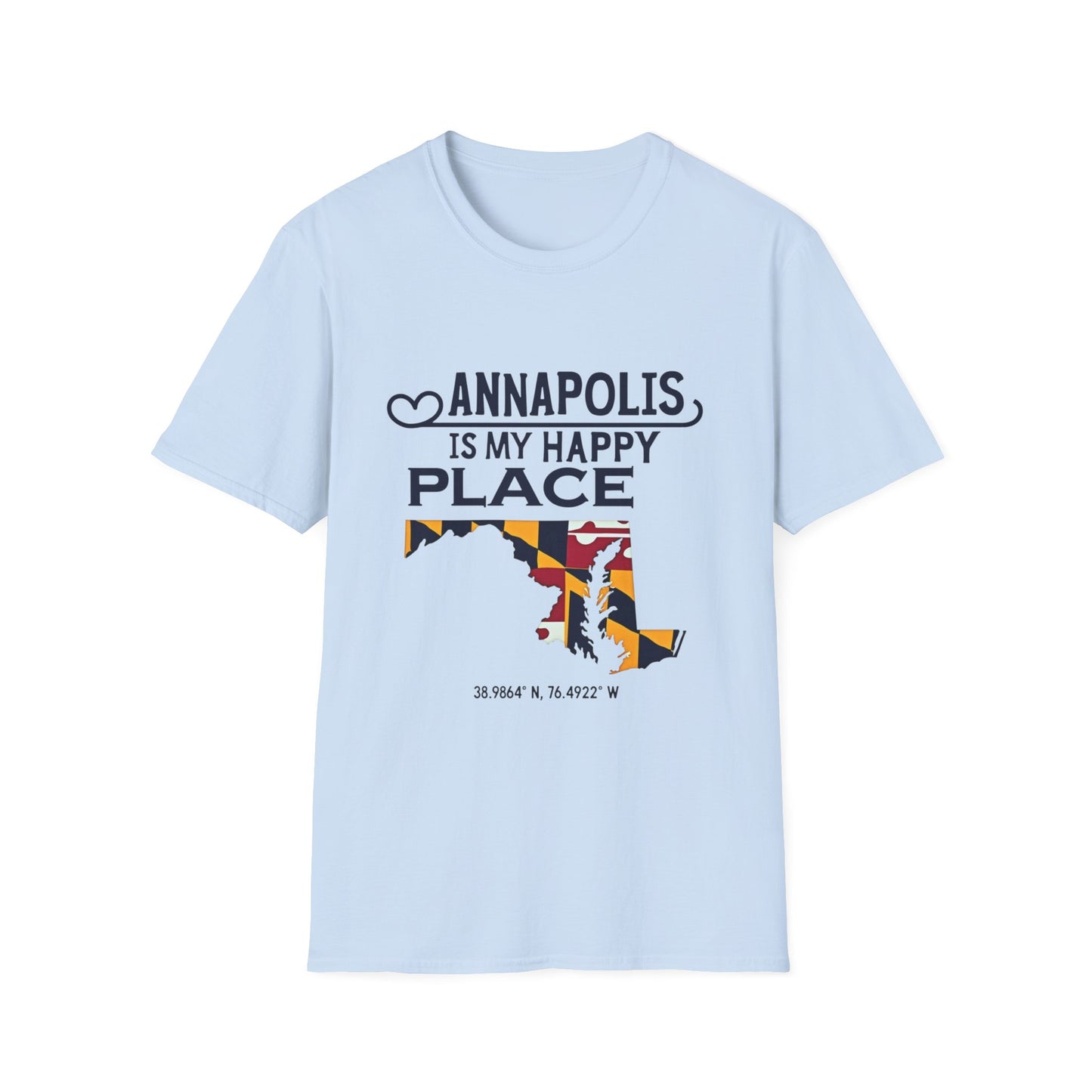 Annapolis Happy Place T-Shirt, Unisex Softstyle Tee, Gift for Locals, Travel Souvenir, Casual Wear, Summer Outfit, Maryland Pride