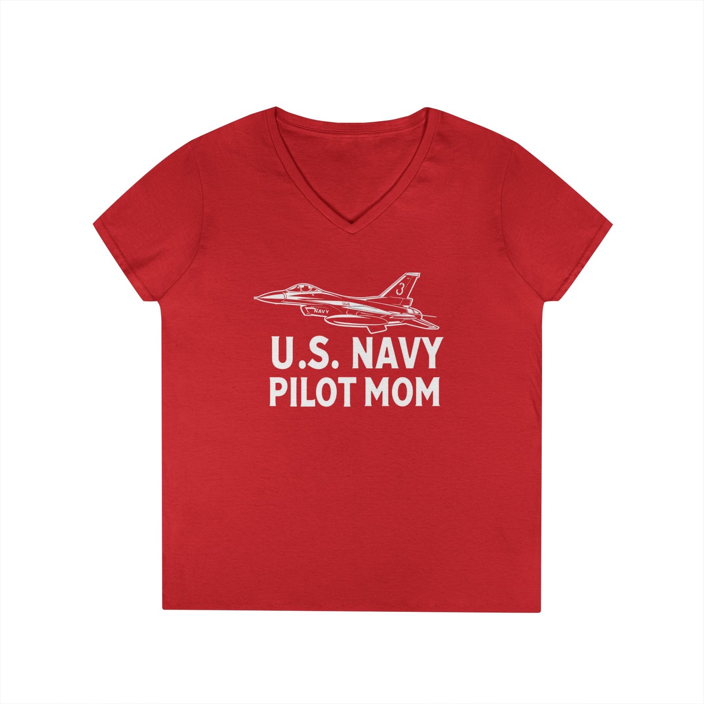 U.S. Navy Pilot Mom V-Neck T-Shirt, Military Mom Gift, Aviation Tee, Patriotic Shirt, Personalized Pilot Gift