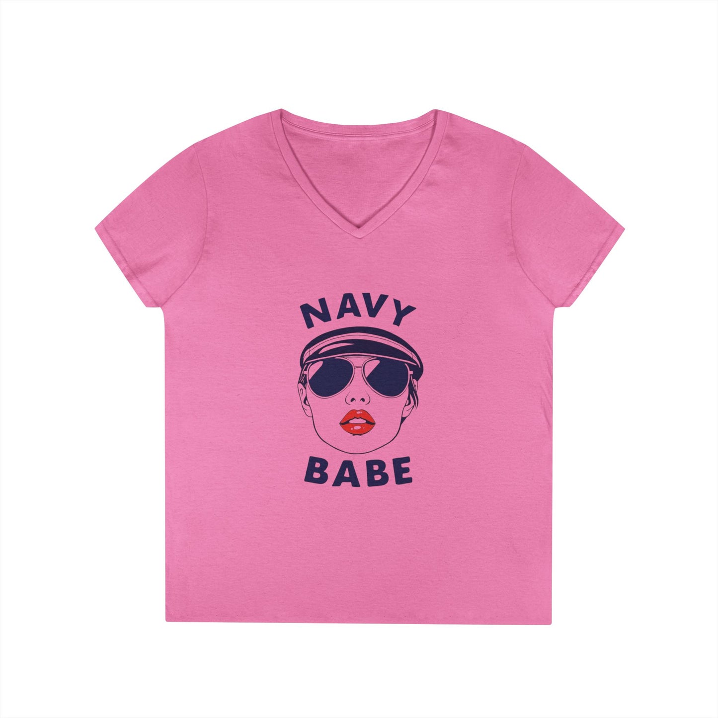 Navy Babe V-Neck T-Shirt | Nautical Style Tee, Summer Fashion, Gift for Sailors, Beach Vibe Top, Casual Outfit