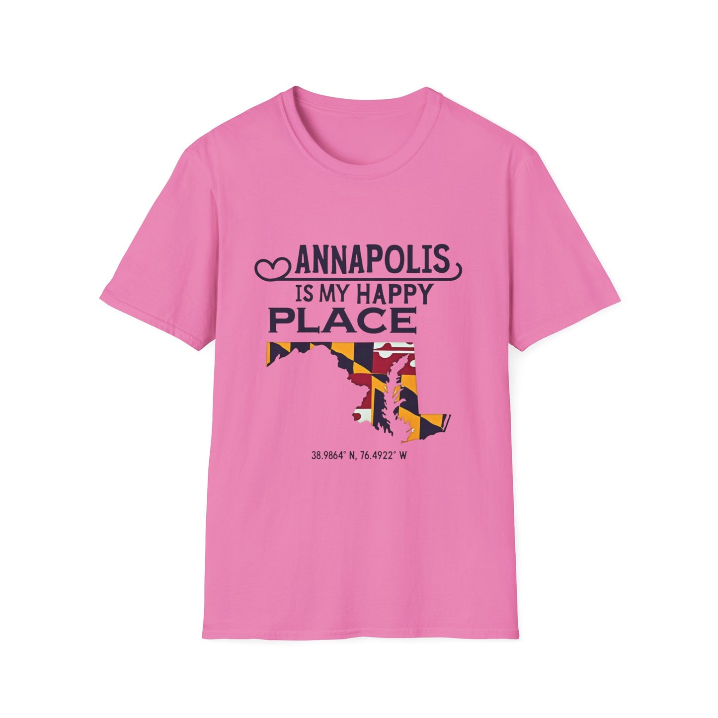 Annapolis Happy Place T-Shirt, Unisex Softstyle Tee, Gift for Locals, Travel Souvenir, Casual Wear, Summer Outfit, Maryland Pride
