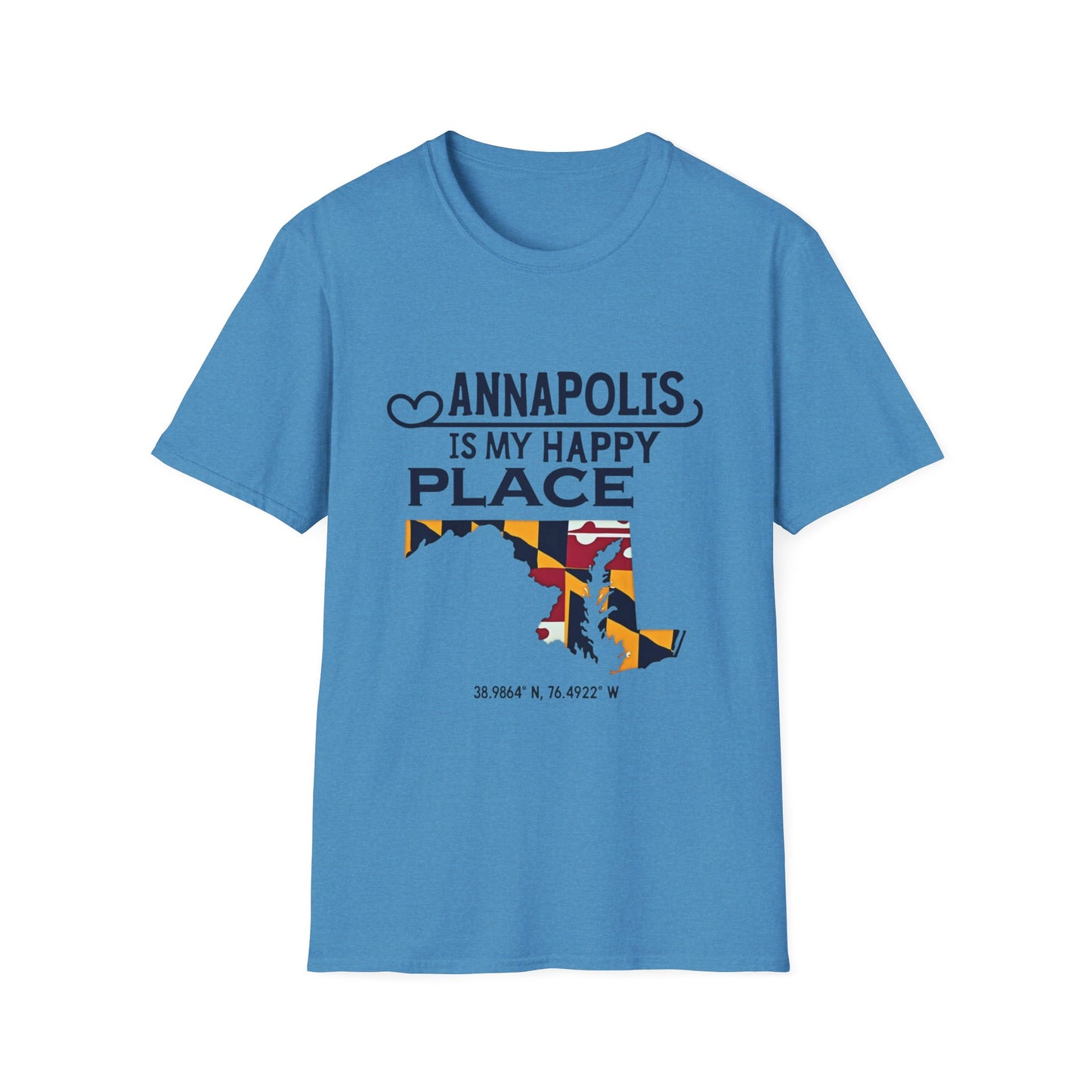 Annapolis Happy Place T-Shirt, Unisex Softstyle Tee, Gift for Locals, Travel Souvenir, Casual Wear, Summer Outfit, Maryland Pride