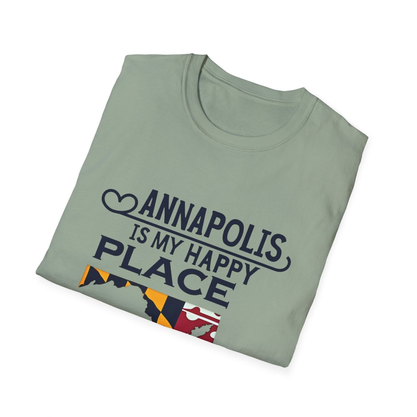 Annapolis Happy Place T-Shirt, Unisex Softstyle Tee, Gift for Locals, Travel Souvenir, Casual Wear, Summer Outfit, Maryland Pride