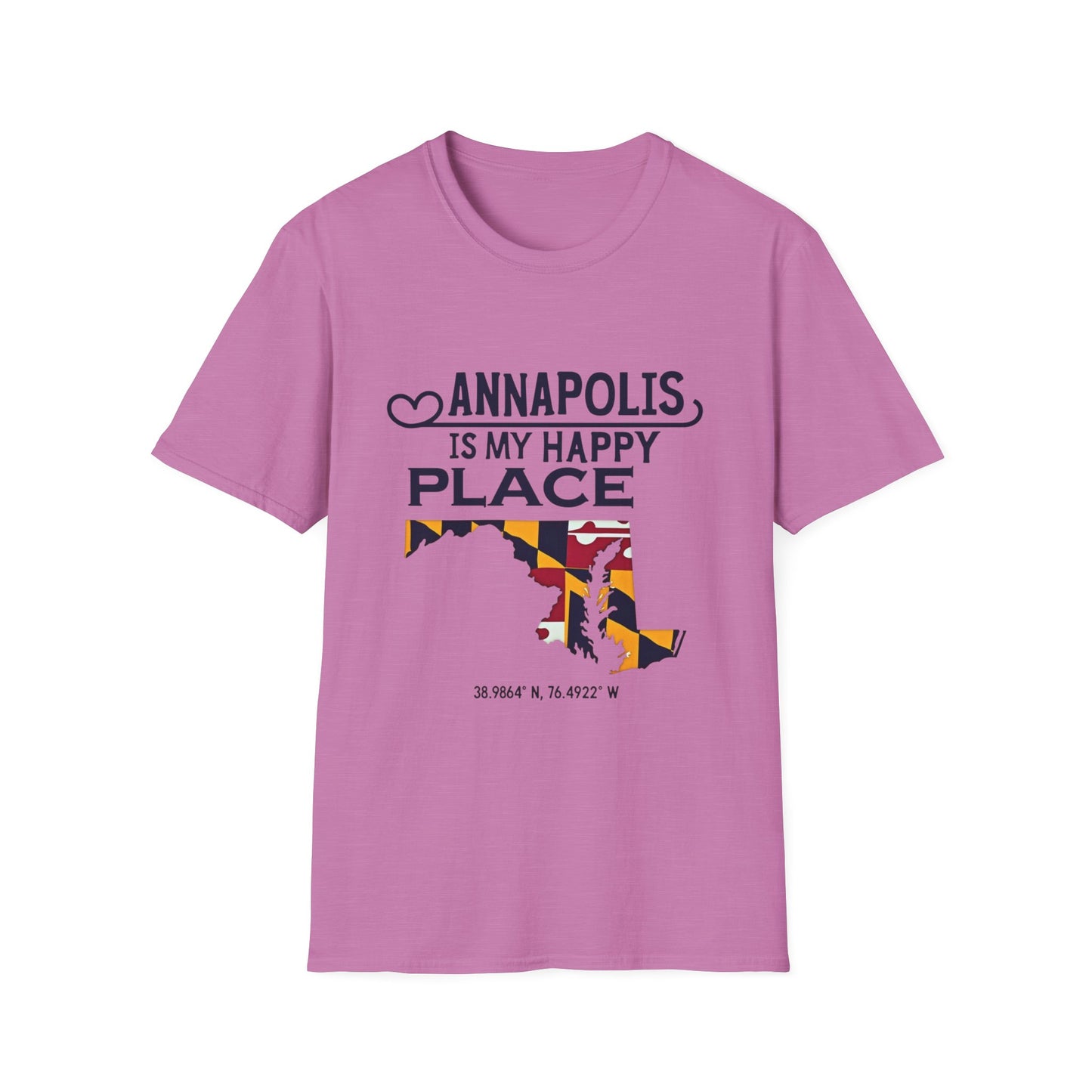 Annapolis Happy Place T-Shirt, Unisex Softstyle Tee, Gift for Locals, Travel Souvenir, Casual Wear, Summer Outfit, Maryland Pride