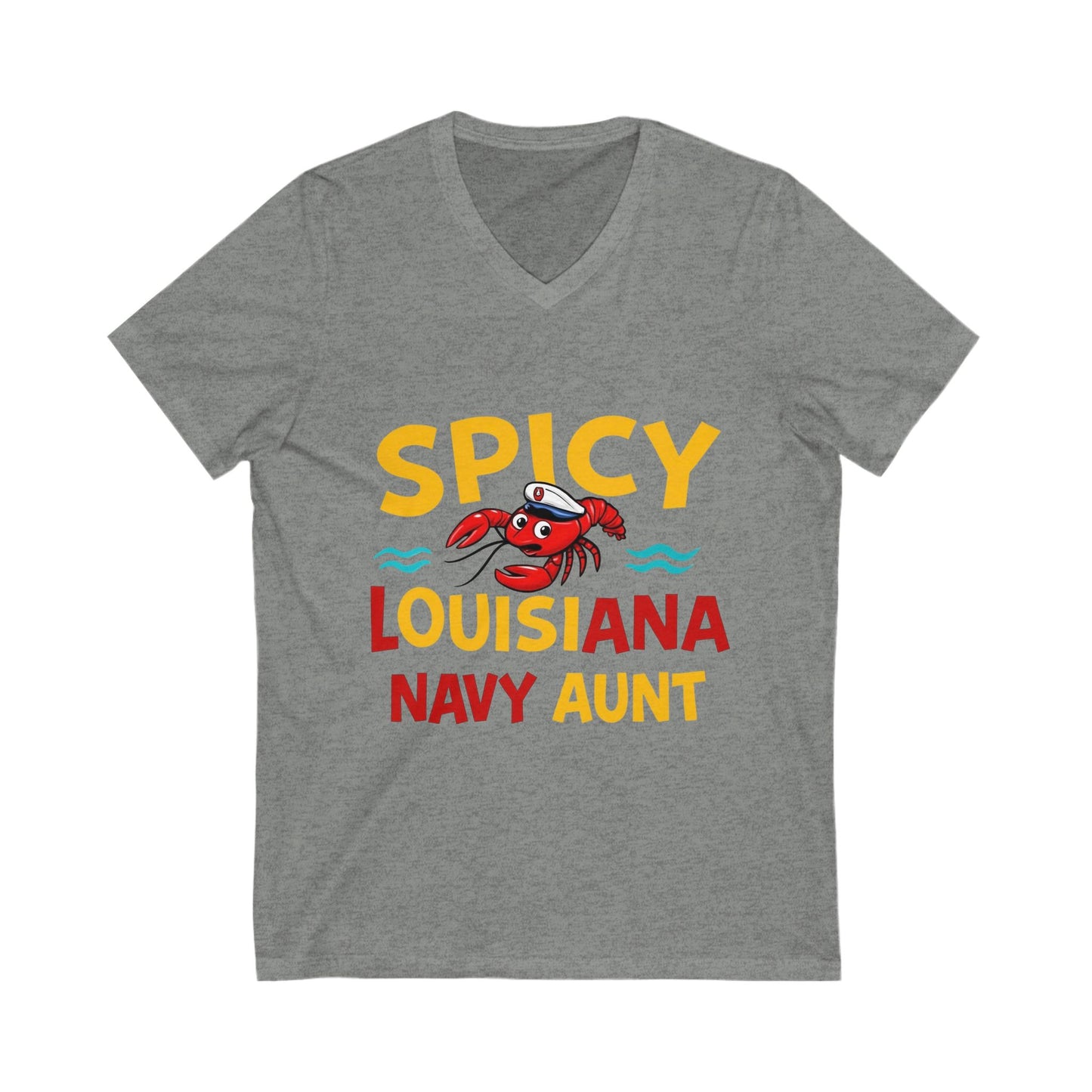 Spicy Louisiana Navy Aunt Tee - Perfect Gift for Navy Families, Summer BBQs, or Family Reunions, Casual Style, Unisex V-Neck Shirt