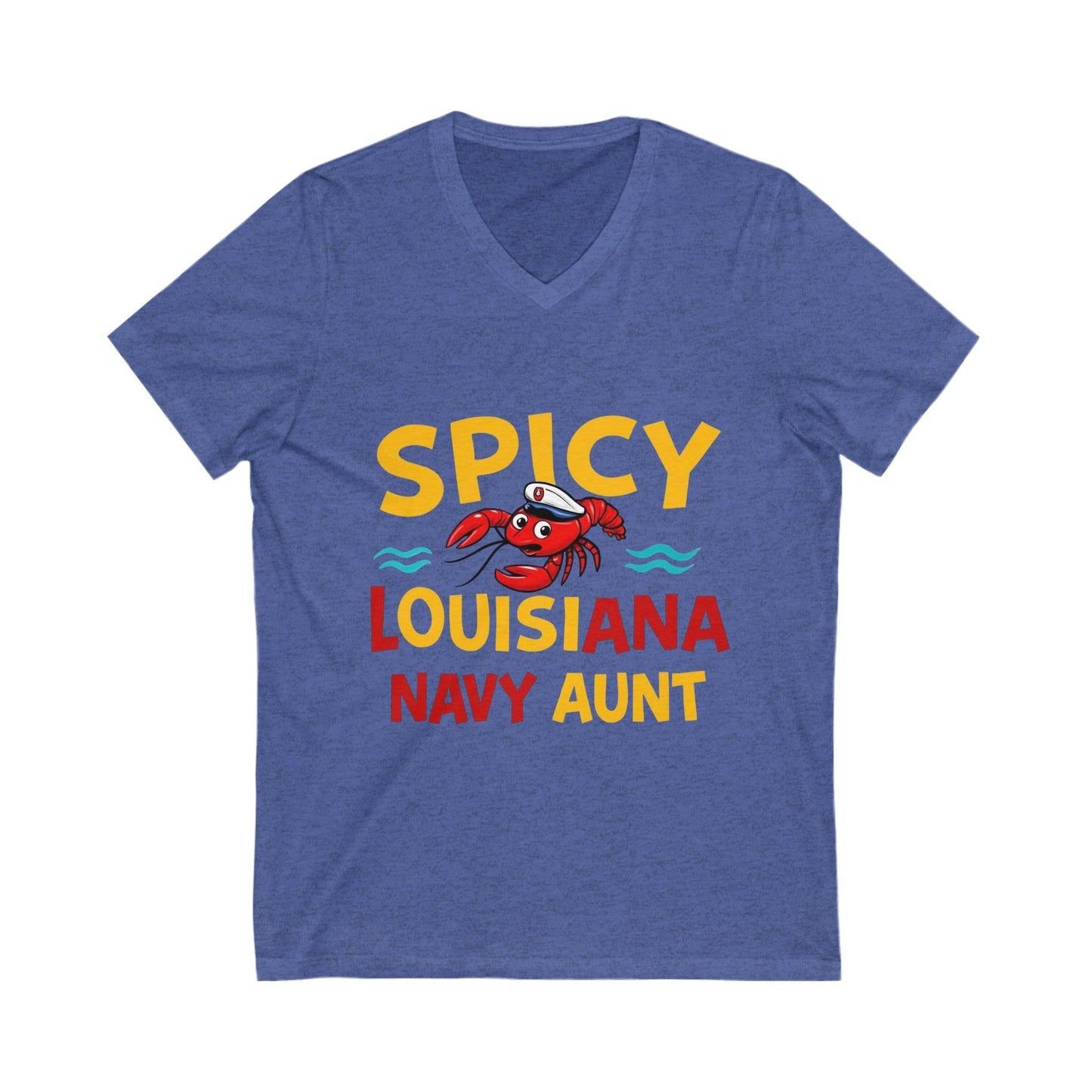 Spicy Louisiana Navy Aunt Tee - Perfect Gift for Navy Families, Summer BBQs, or Family Reunions, Casual Style, Unisex V-Neck Shirt
