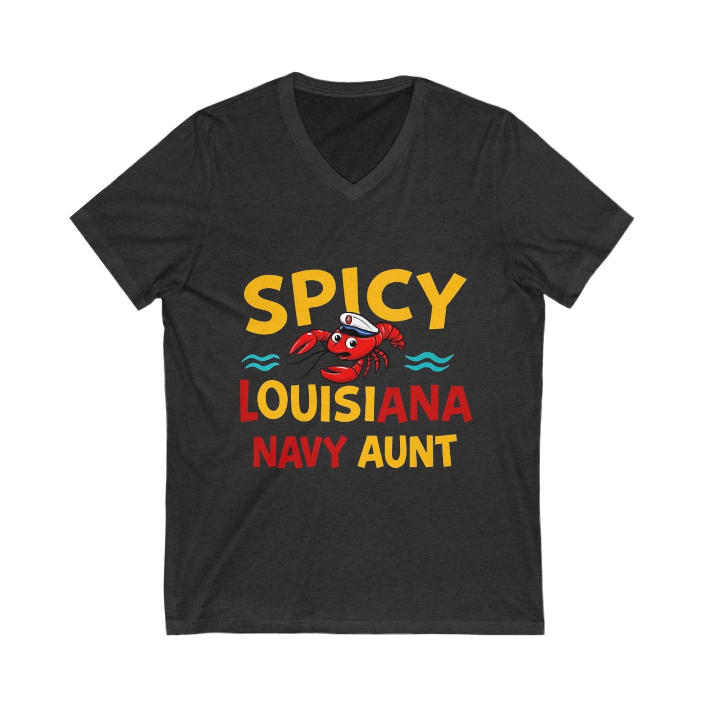 Spicy Louisiana Navy Aunt Tee - Perfect Gift for Navy Families, Summer BBQs, or Family Reunions, Casual Style, Unisex V-Neck Shirt