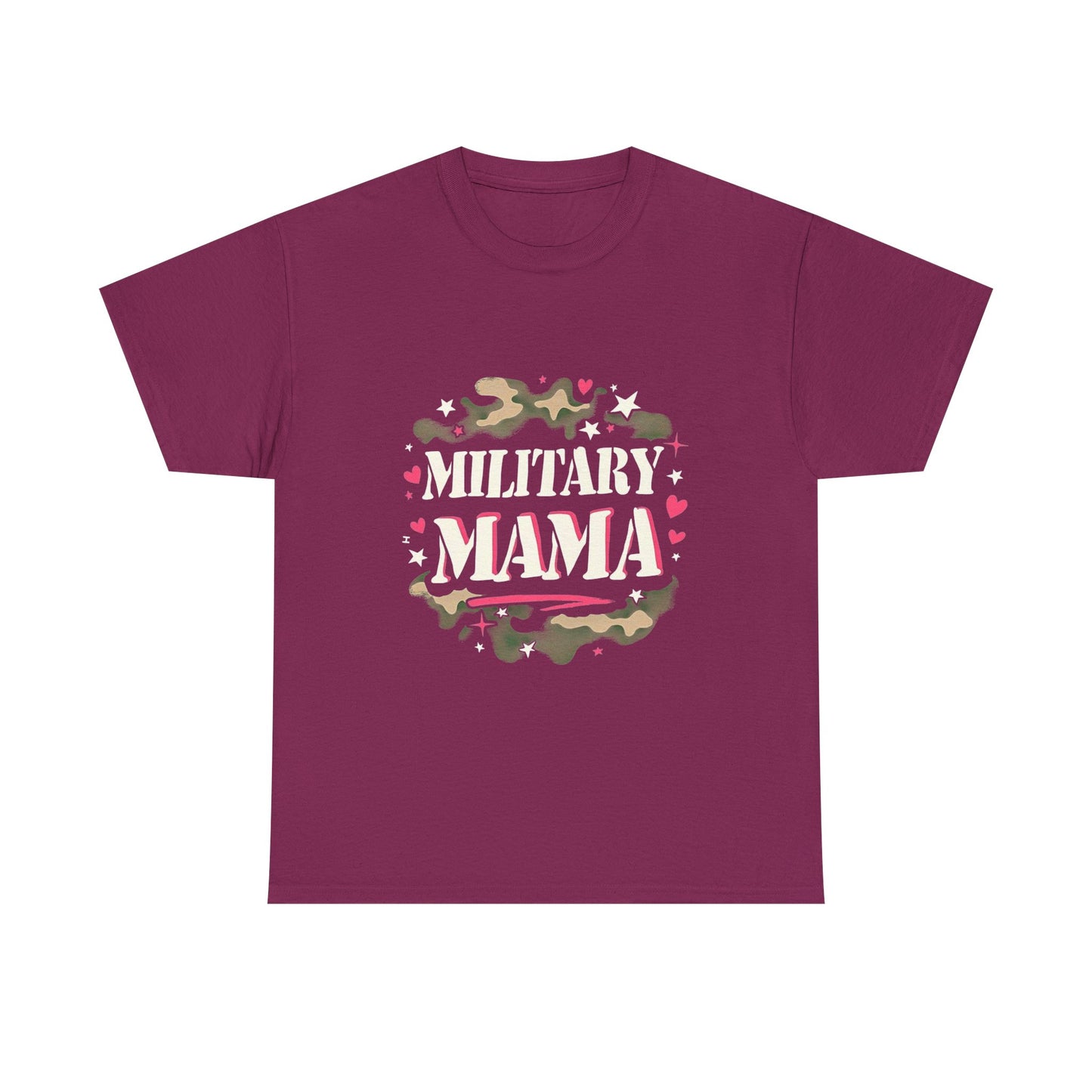 Military Mama Love Unisex Heavy Cotton Tee, Cute Mom Shirt, Mother's Day Gift, Casual Fashion Tee, Family Matching Outfit