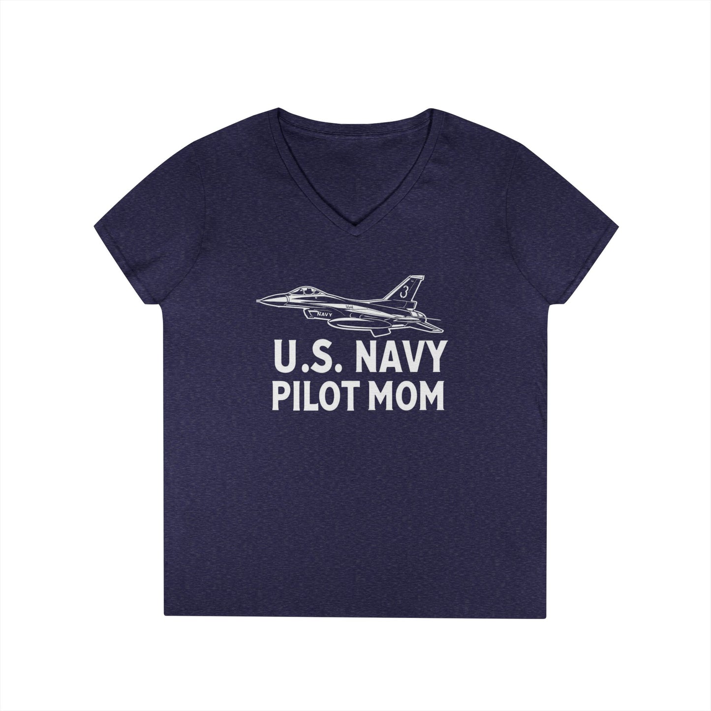 U.S. Navy Pilot Mom V-Neck T-Shirt, Military Mom Gift, Aviation Tee, Patriotic Shirt, Personalized Pilot Gift