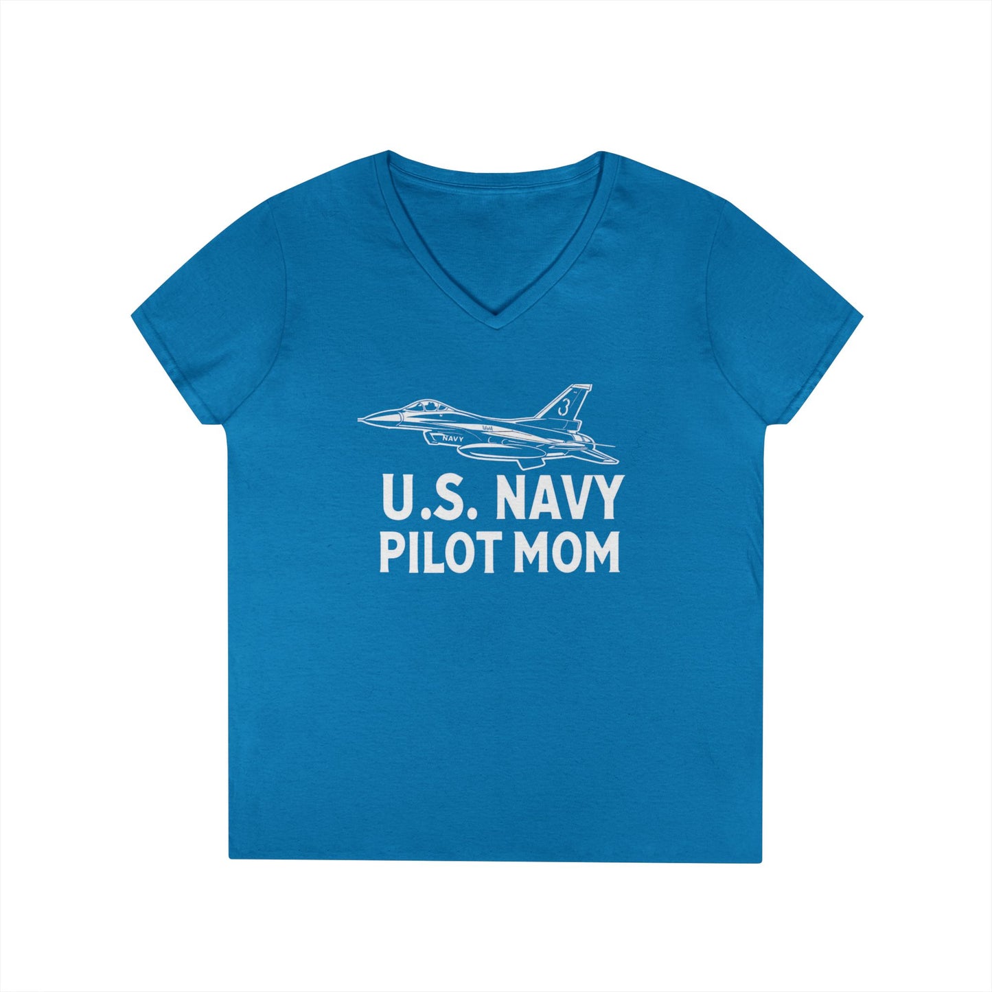 U.S. Navy Pilot Mom V-Neck T-Shirt, Military Mom Gift, Aviation Tee, Patriotic Shirt, Personalized Pilot Gift