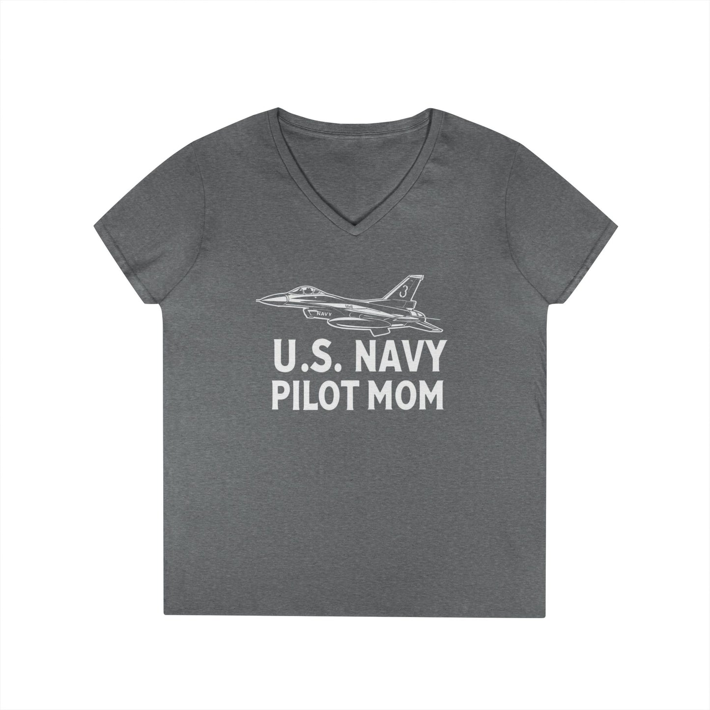U.S. Navy Pilot Mom V-Neck T-Shirt, Military Mom Gift, Aviation Tee, Patriotic Shirt, Personalized Pilot Gift