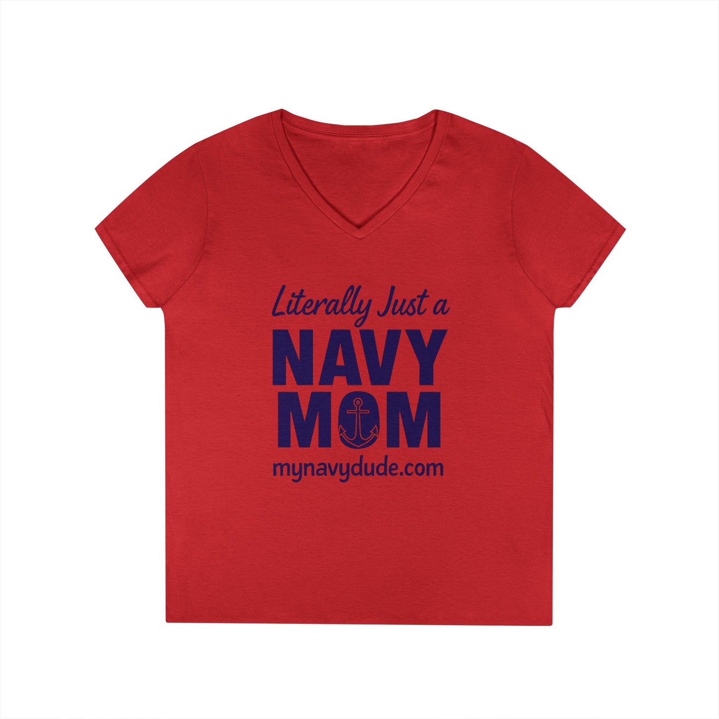 Navy Mom V-Neck Tee, Comfy T-Shirt for Navy Moms, Nautical Themed Gift, Supportive Apparel for Celebrations, Mother's Day Gift