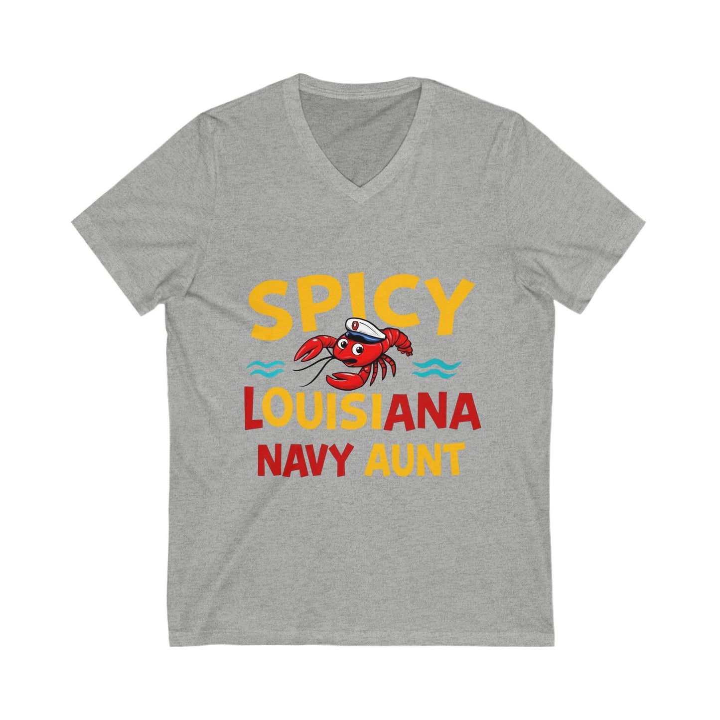 Spicy Louisiana Navy Aunt Tee - Perfect Gift for Navy Families, Summer BBQs, or Family Reunions, Casual Style, Unisex V-Neck Shirt