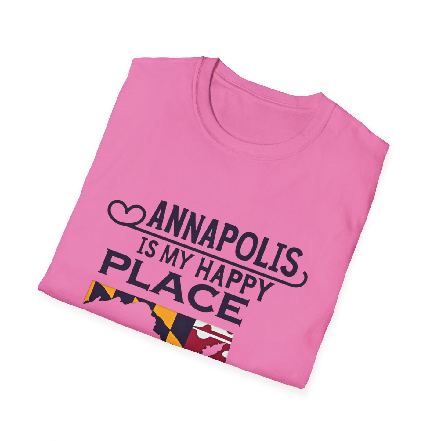 Annapolis Happy Place T-Shirt, Unisex Softstyle Tee, Gift for Locals, Travel Souvenir, Casual Wear, Summer Outfit, Maryland Pride