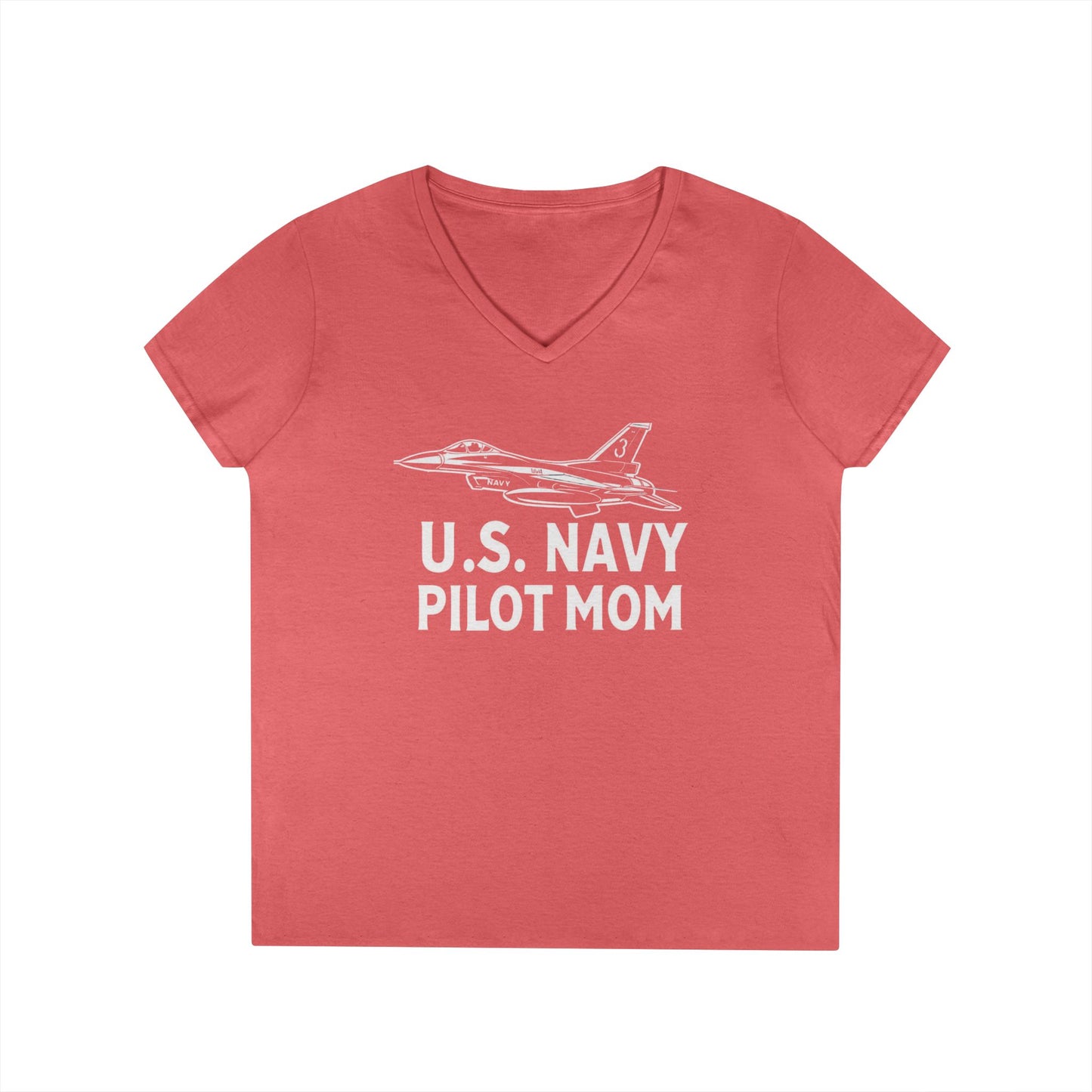 U.S. Navy Pilot Mom V-Neck T-Shirt, Military Mom Gift, Aviation Tee, Patriotic Shirt, Personalized Pilot Gift