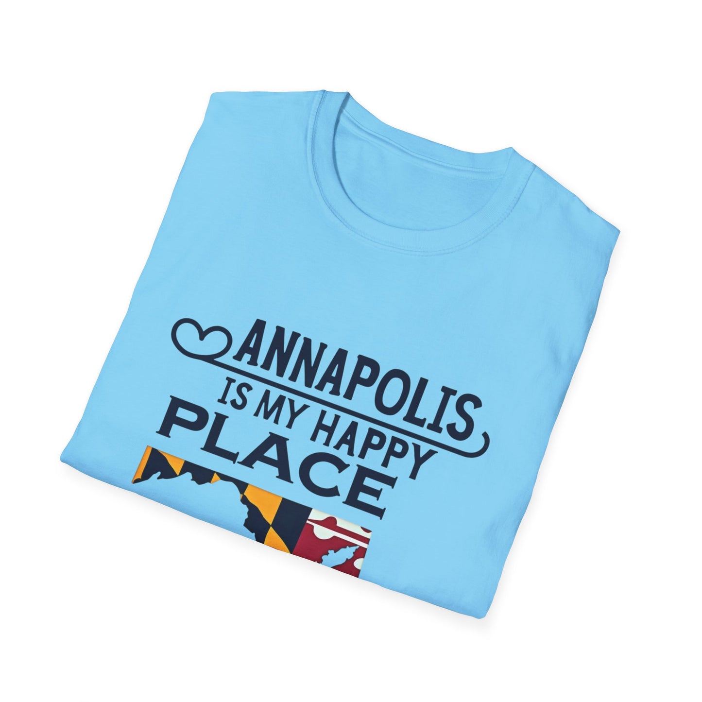 Annapolis Happy Place T-Shirt, Unisex Softstyle Tee, Gift for Locals, Travel Souvenir, Casual Wear, Summer Outfit, Maryland Pride