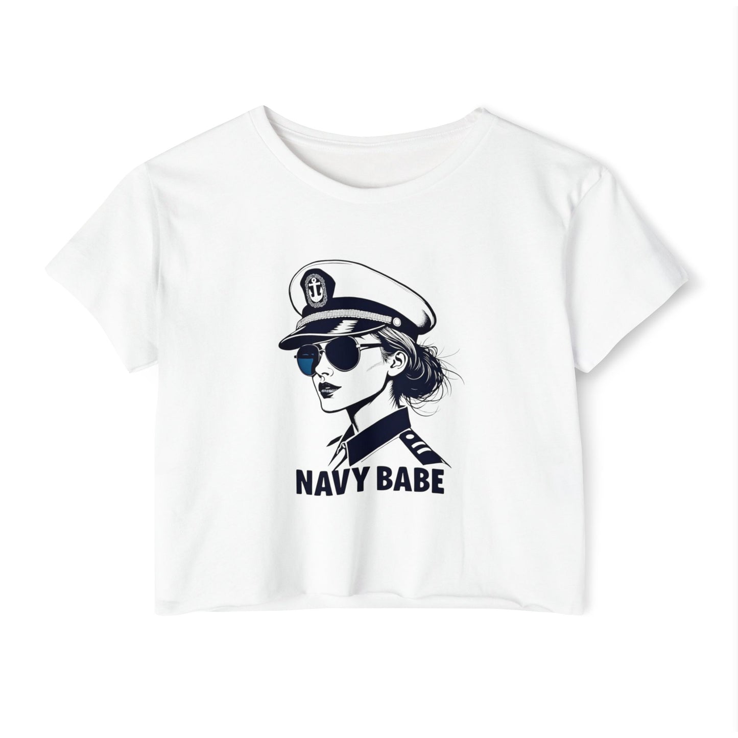 Navy Babe Festival Crop Top, Boho Top, Summer Crop Tee, Gift for Her, Graphic Crop Shirt, Casual Women's Top