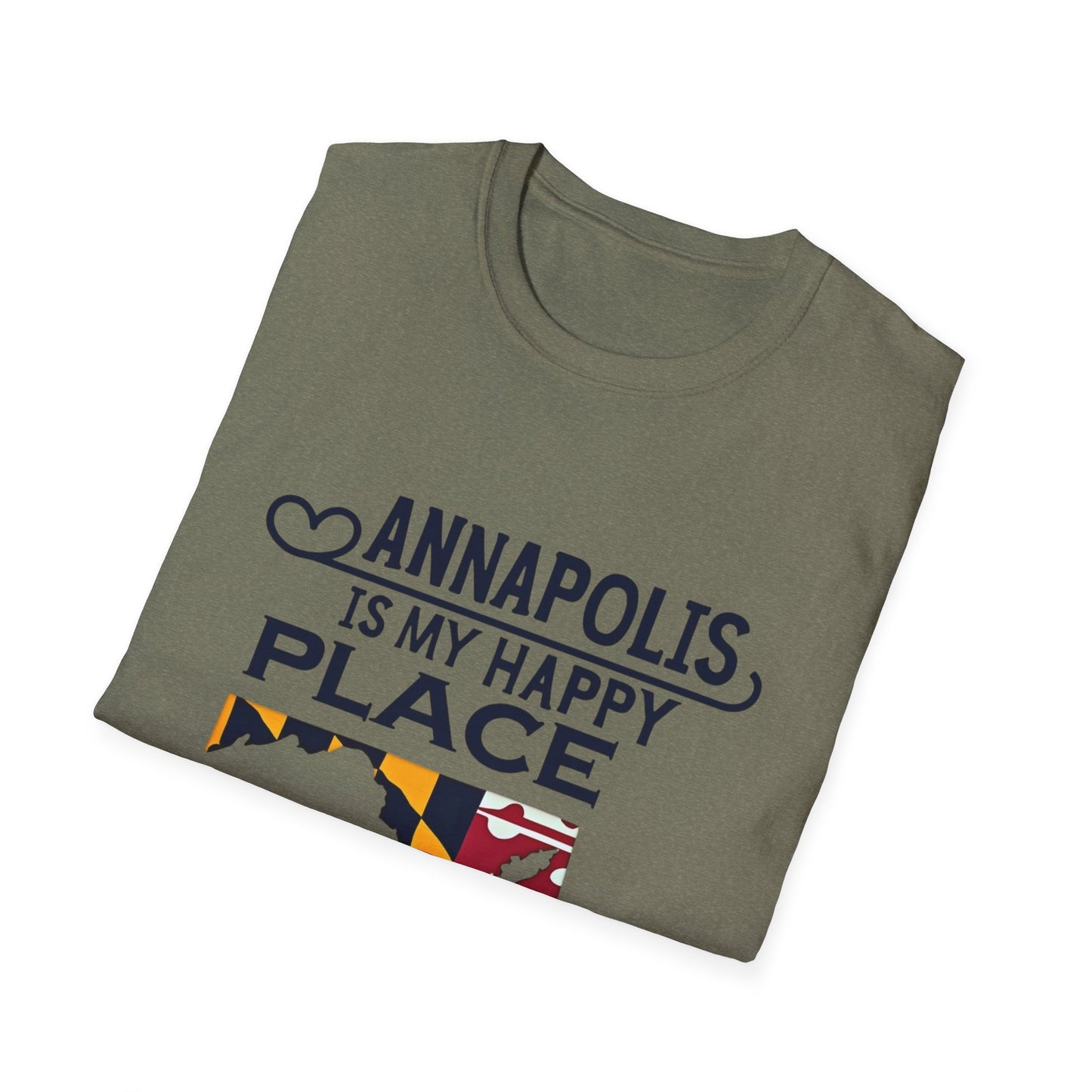 Annapolis Happy Place T-Shirt, Unisex Softstyle Tee, Gift for Locals, Travel Souvenir, Casual Wear, Summer Outfit, Maryland Pride