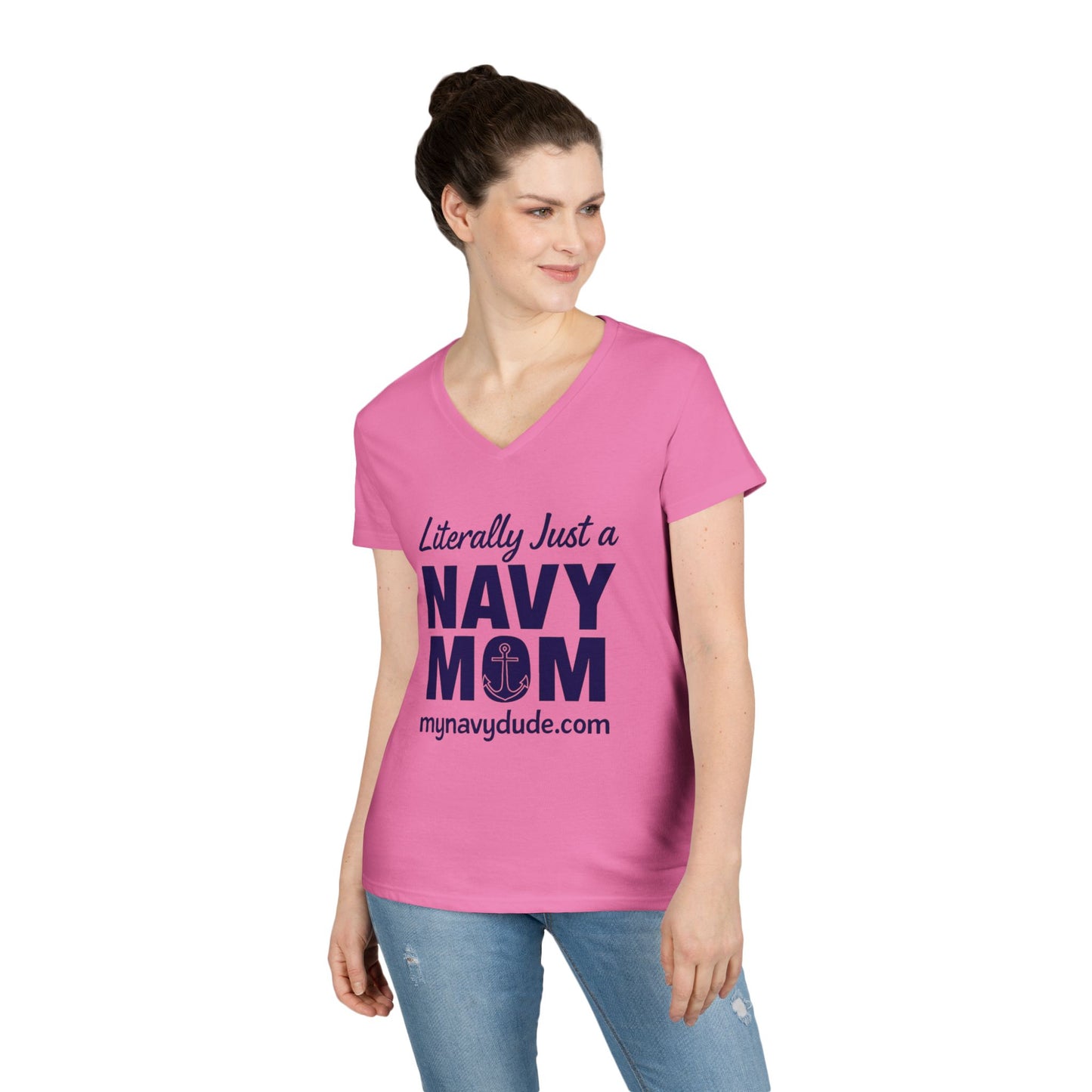 Navy Mom V-Neck Tee, Comfy T-Shirt for Navy Moms, Nautical Themed Gift, Supportive Apparel for Celebrations, Mother's Day Gift