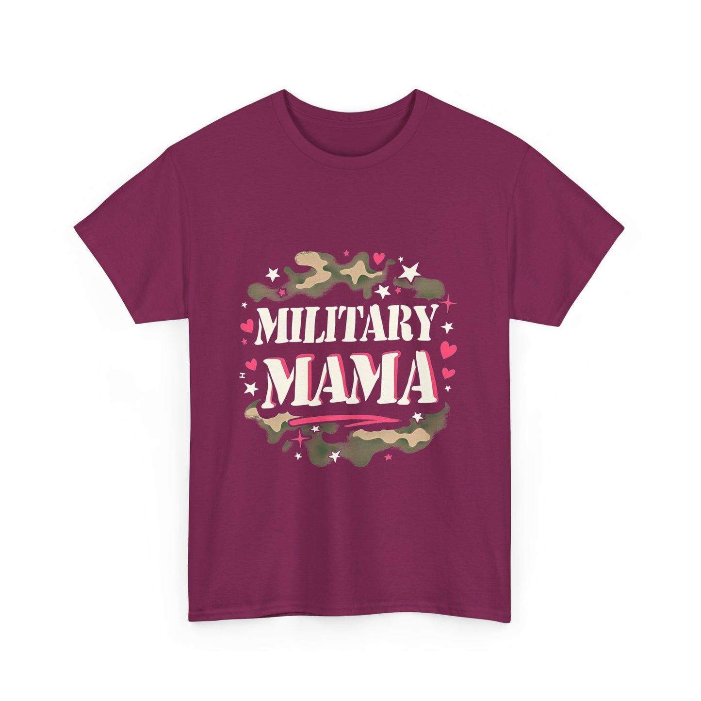 Military Mama Love Unisex Heavy Cotton Tee, Cute Mom Shirt, Mother's Day Gift, Casual Fashion Tee, Family Matching Outfit