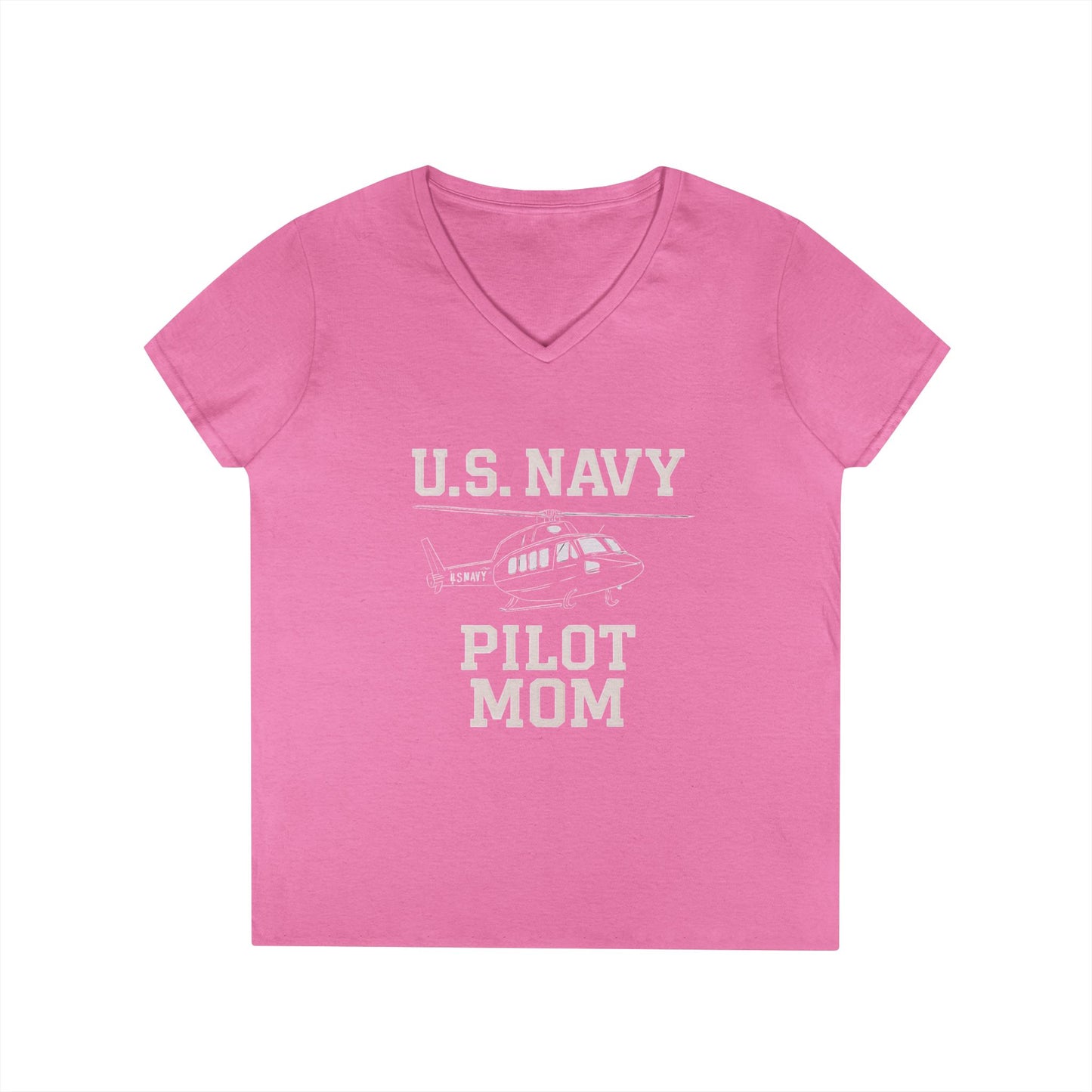 U.S. Navy Pilot Mom V-Neck Tee, Military Mom Gift, Air Force Apparel, Proud Navy Family Shirt, Women's Graphic Tee