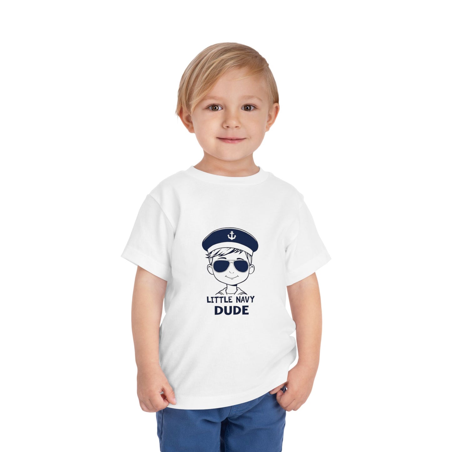 Navy Dude Adorable Toddler Short Sleeve Tee | Little Navy Dude Shirt, Kids' Nautical Tee, Summer Outfit, Boys' Graphic Tee, Gift for Sea Lovers