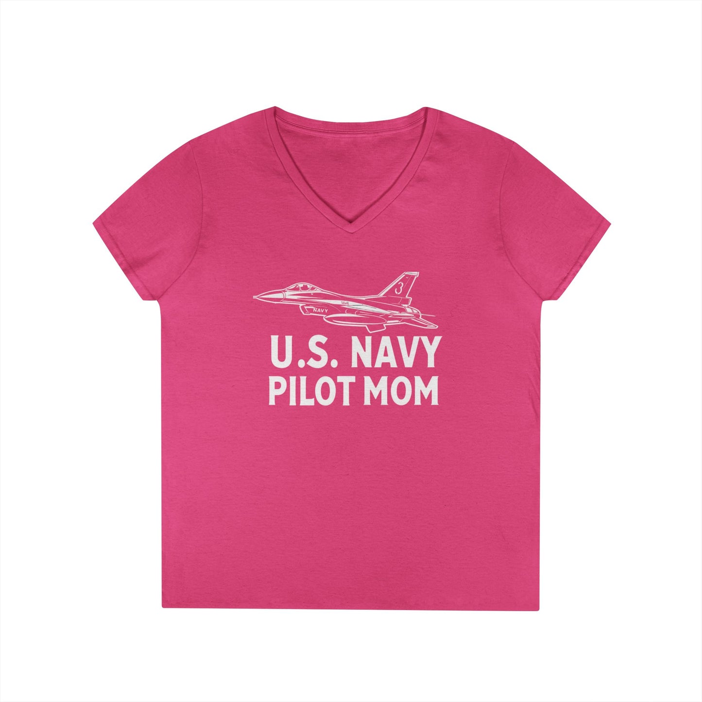 U.S. Navy Pilot Mom V-Neck T-Shirt, Military Mom Gift, Aviation Tee, Patriotic Shirt, Personalized Pilot Gift