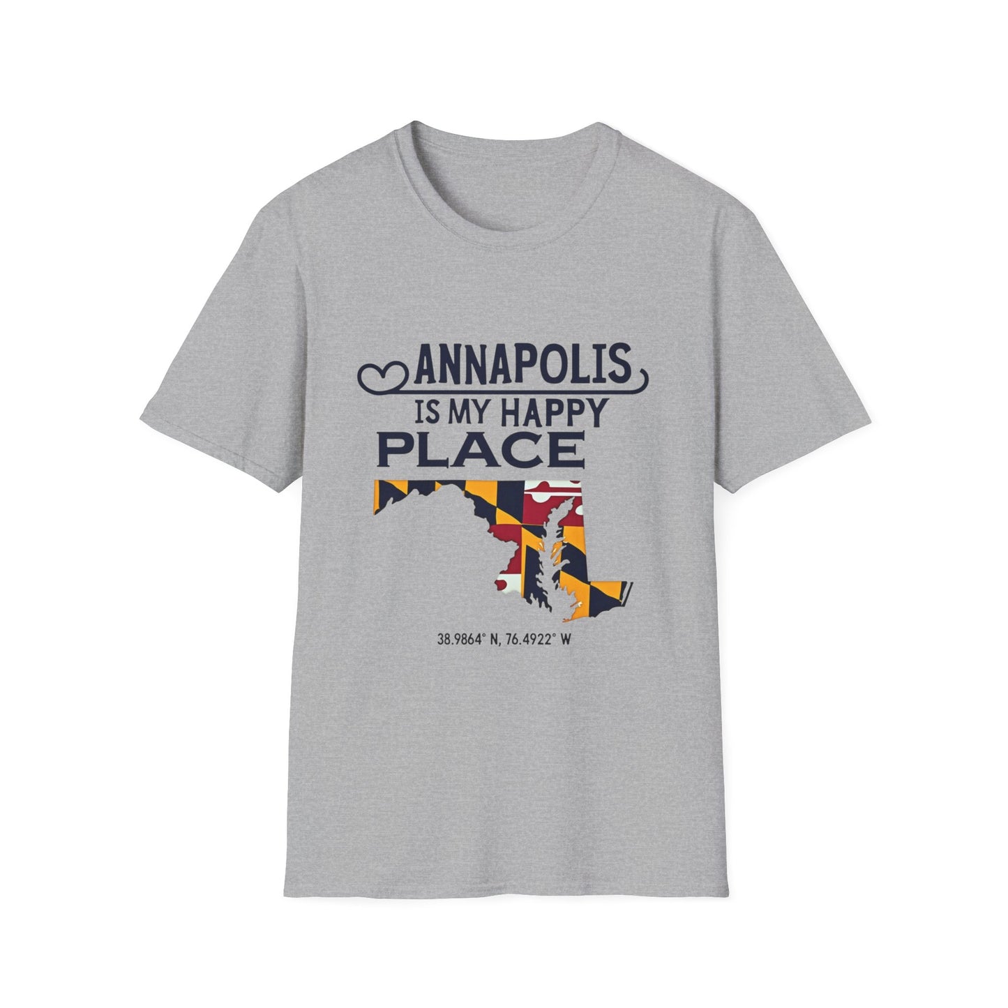 Annapolis Happy Place T-Shirt, Unisex Softstyle Tee, Gift for Locals, Travel Souvenir, Casual Wear, Summer Outfit, Maryland Pride
