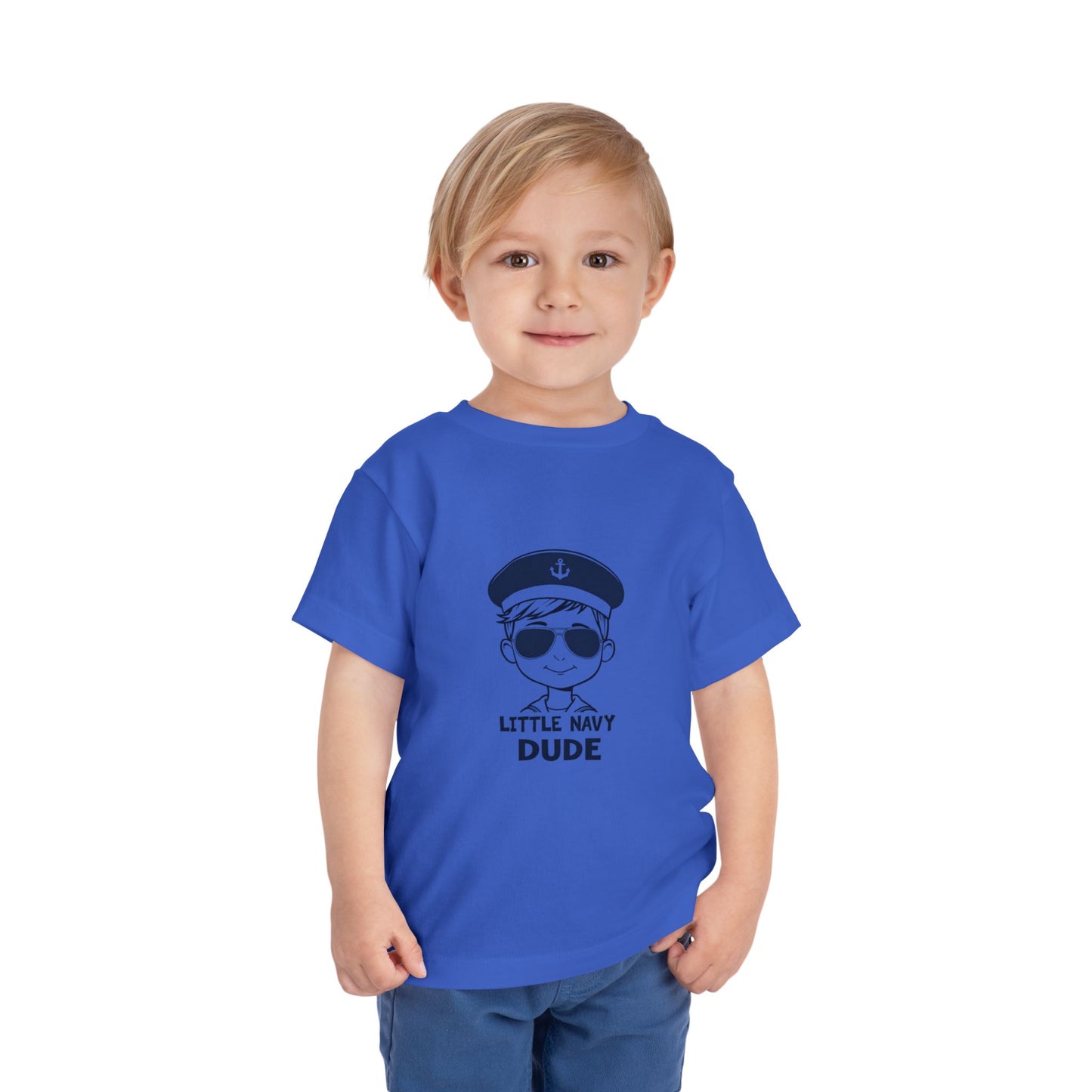 Navy Dude Adorable Toddler Short Sleeve Tee | Little Navy Dude Shirt, Kids' Nautical Tee, Summer Outfit, Boys' Graphic Tee, Gift for Sea Lovers